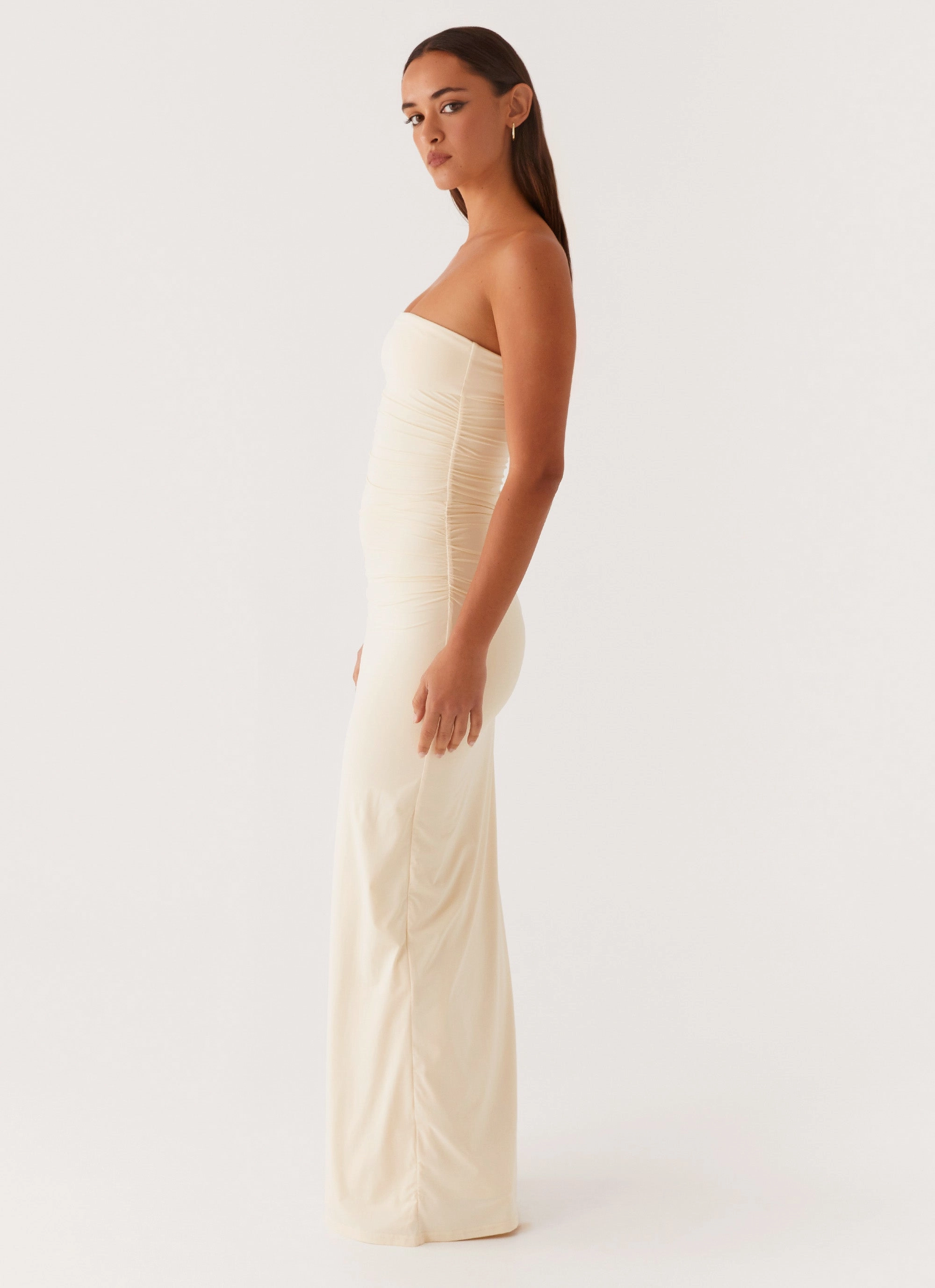 Fashion Mix Wedding guest Romee Strapless Maxi Dress - Pastel Yellow