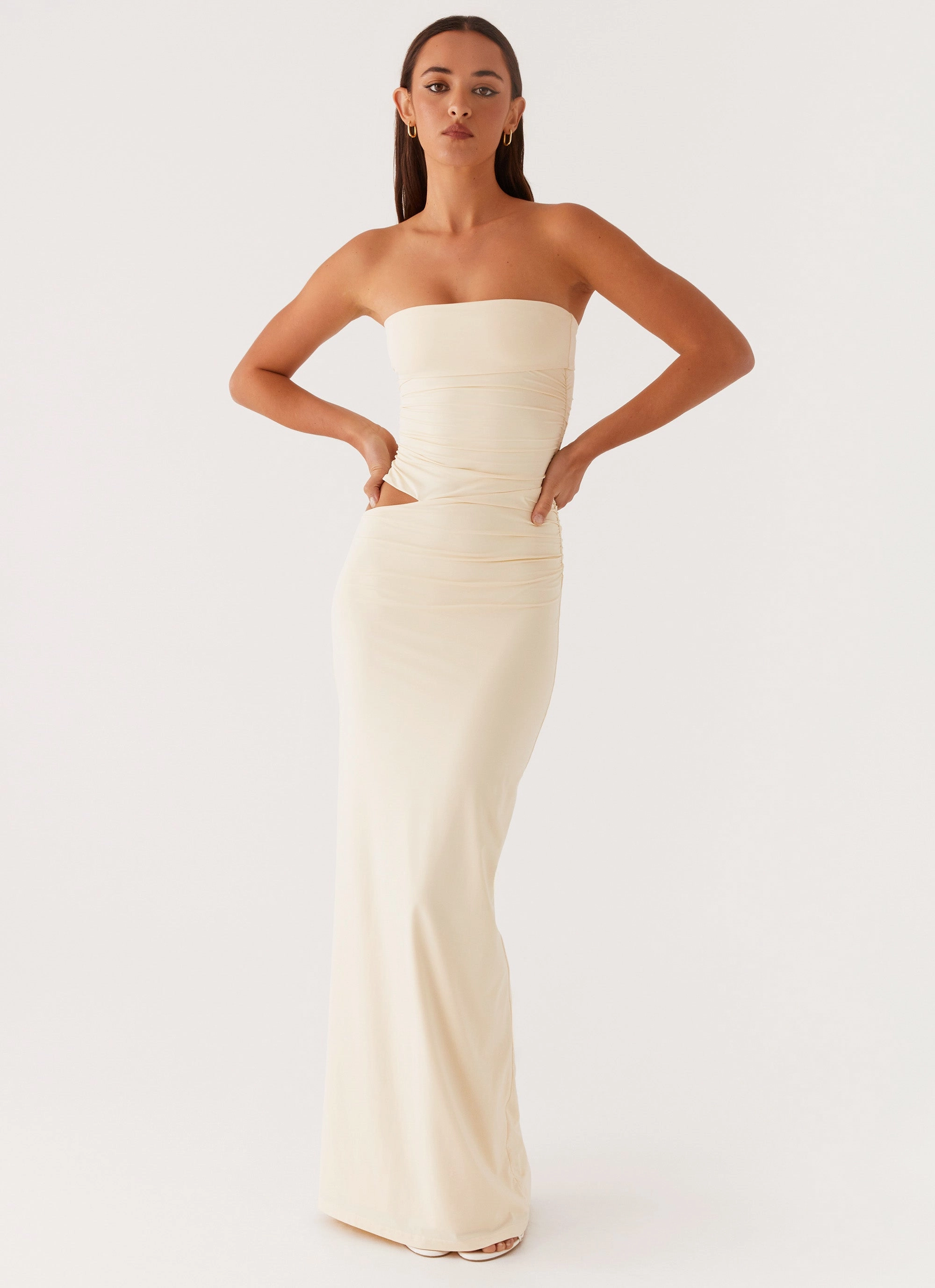 Trendy And Comfortable Romee Strapless Maxi Dress - Pastel Yellow