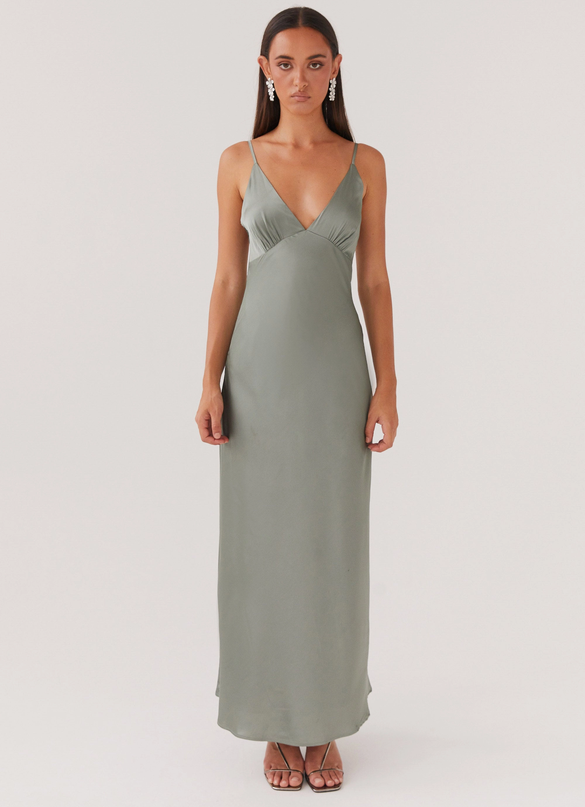 Satin-Edge Chain-Detail Sorrento Sun Maxi Dress - Teal