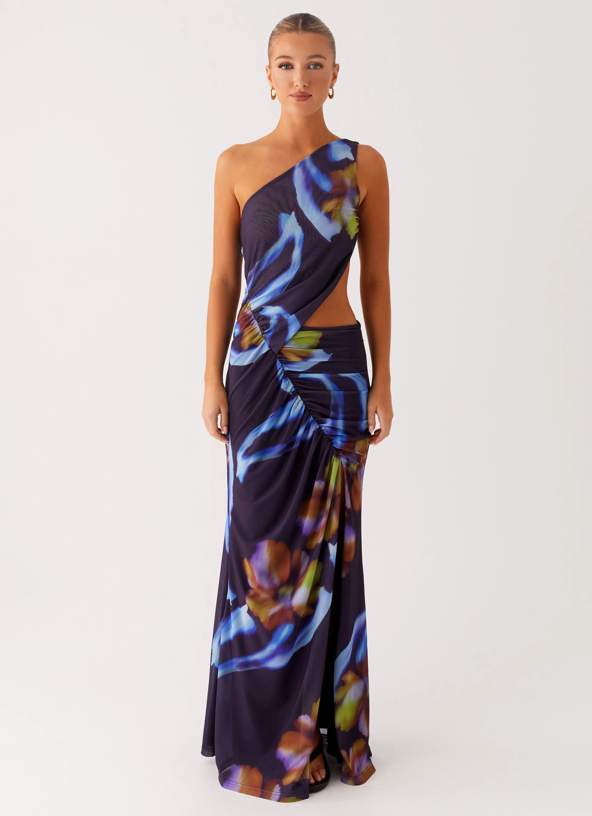 Zanzibar Maxi Dress - Dark Floral Velvet-Touch Cozy Vibe