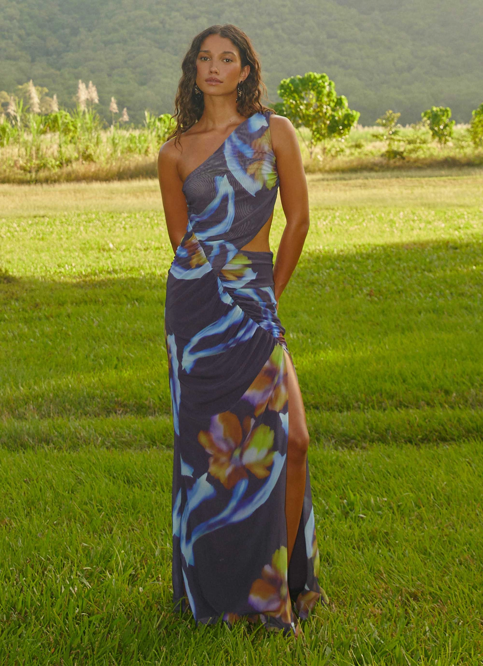 Zanzibar Maxi Dress - Dark Floral Vibrant Edge Relaxed Vibe