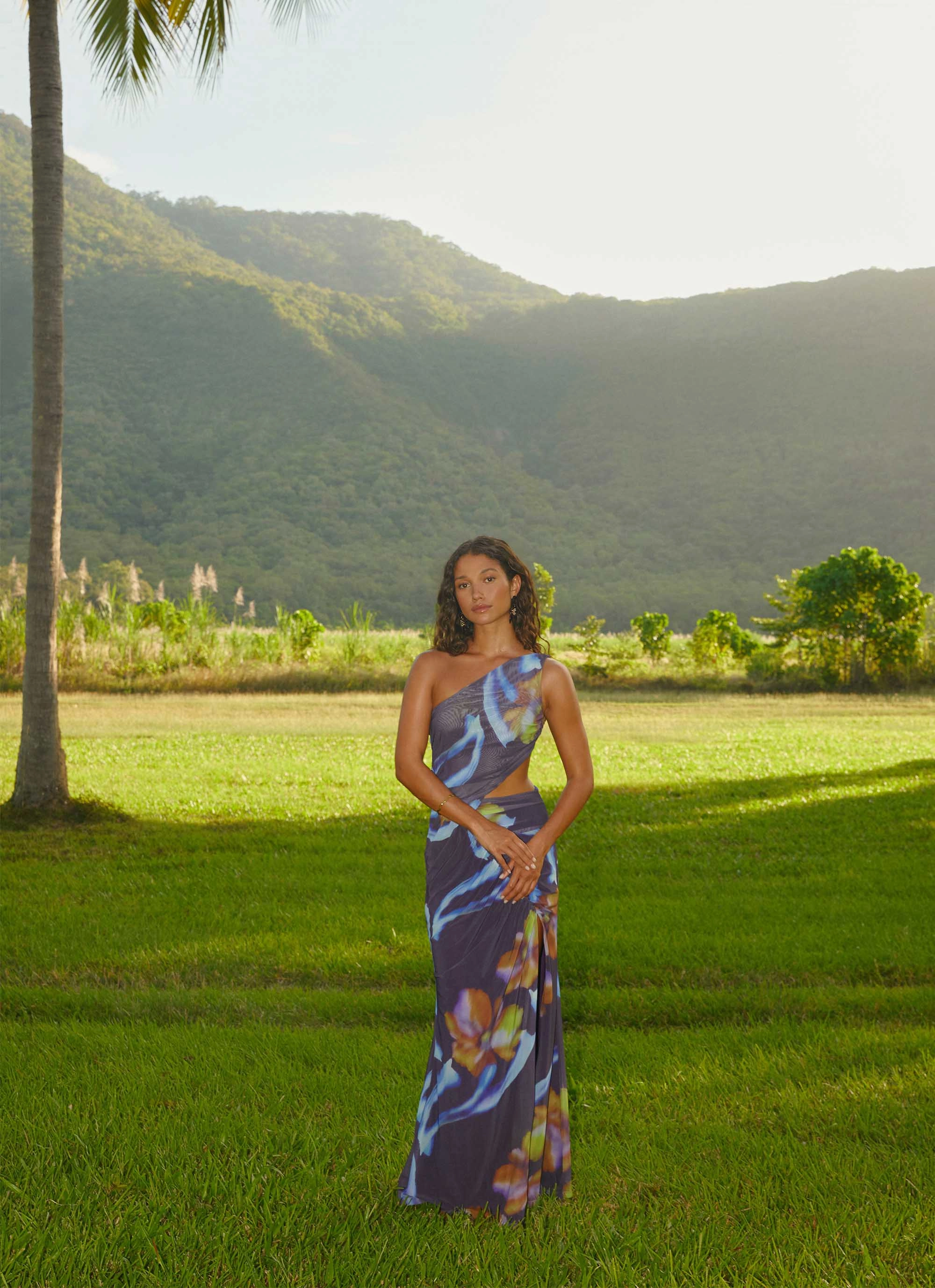 Zanzibar Maxi Dress - Dark Floral Gender Fluid Gathered Skirt