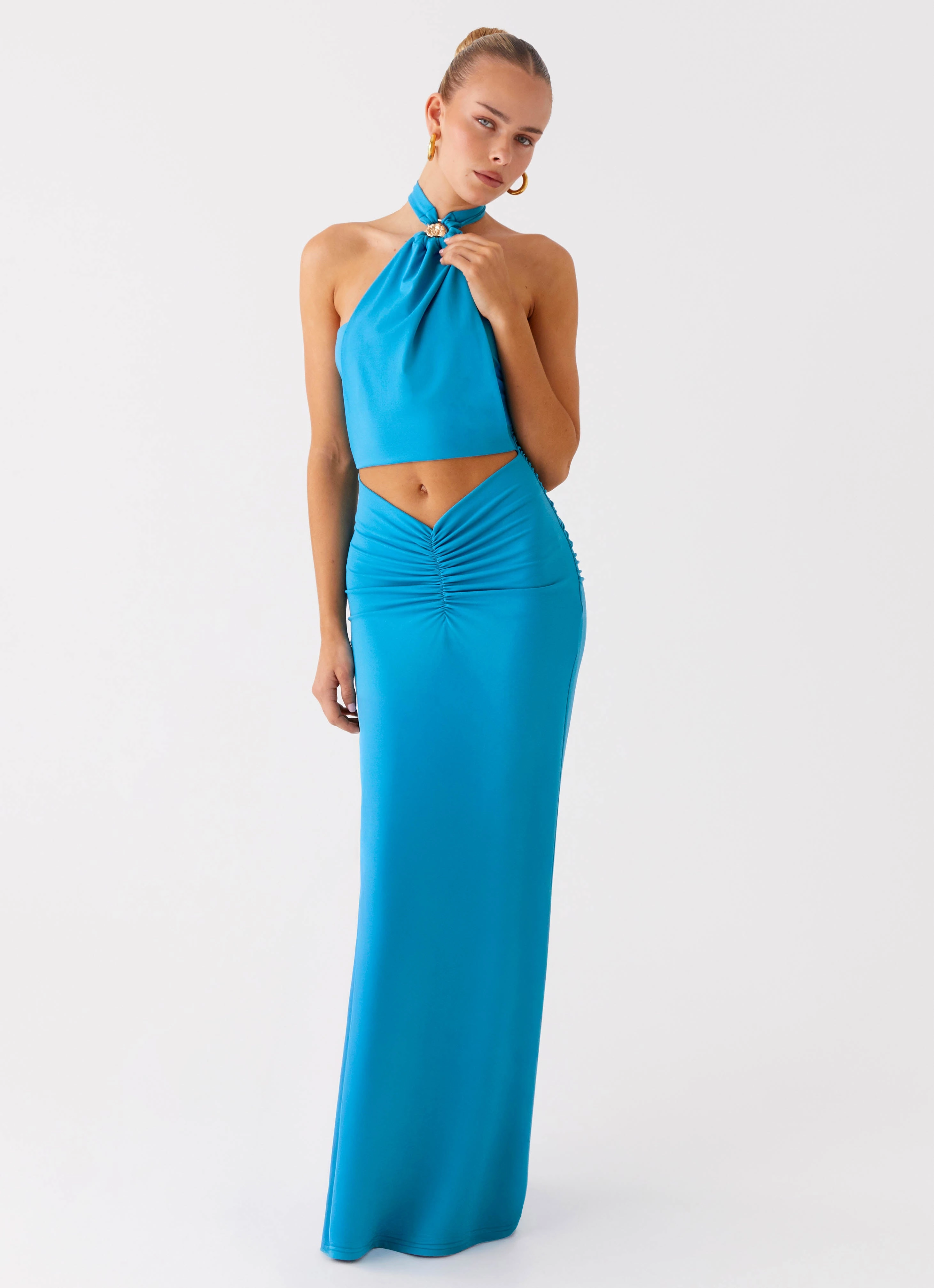 Korean Trend Chiquita Halter Maxi Dress - Turquoise Blue