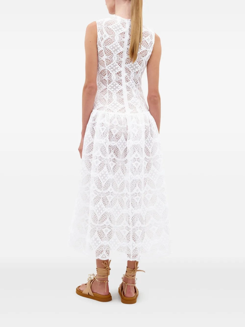 Slim Fit Design Flatlock Seam Technique Paola Dress in White