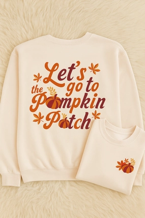 Pumpkin Patch Front/back Sweatshirt S-XL Cold Wash Optimized