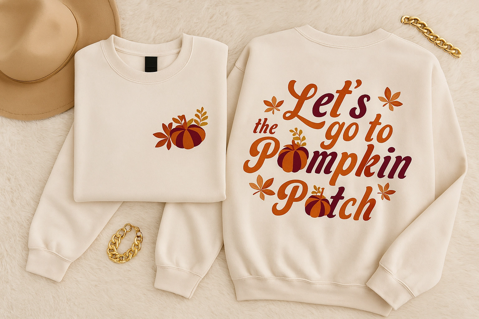 Pumpkin Patch Front/back Sweatshirt S-XL Outdoor Layering