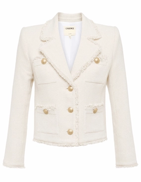 Flexible Layer Fit L'Agence Sylvia Collared Fringe Hem Jacket