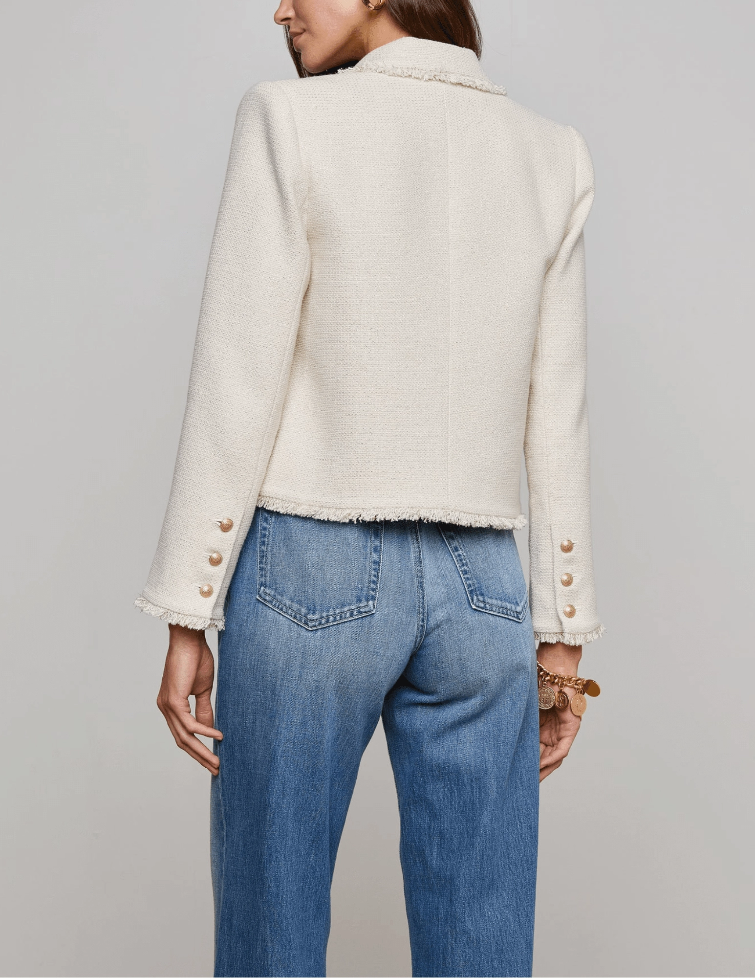 Fashionable Comfort L'Agence Sylvia Collared Fringe Hem Jacket