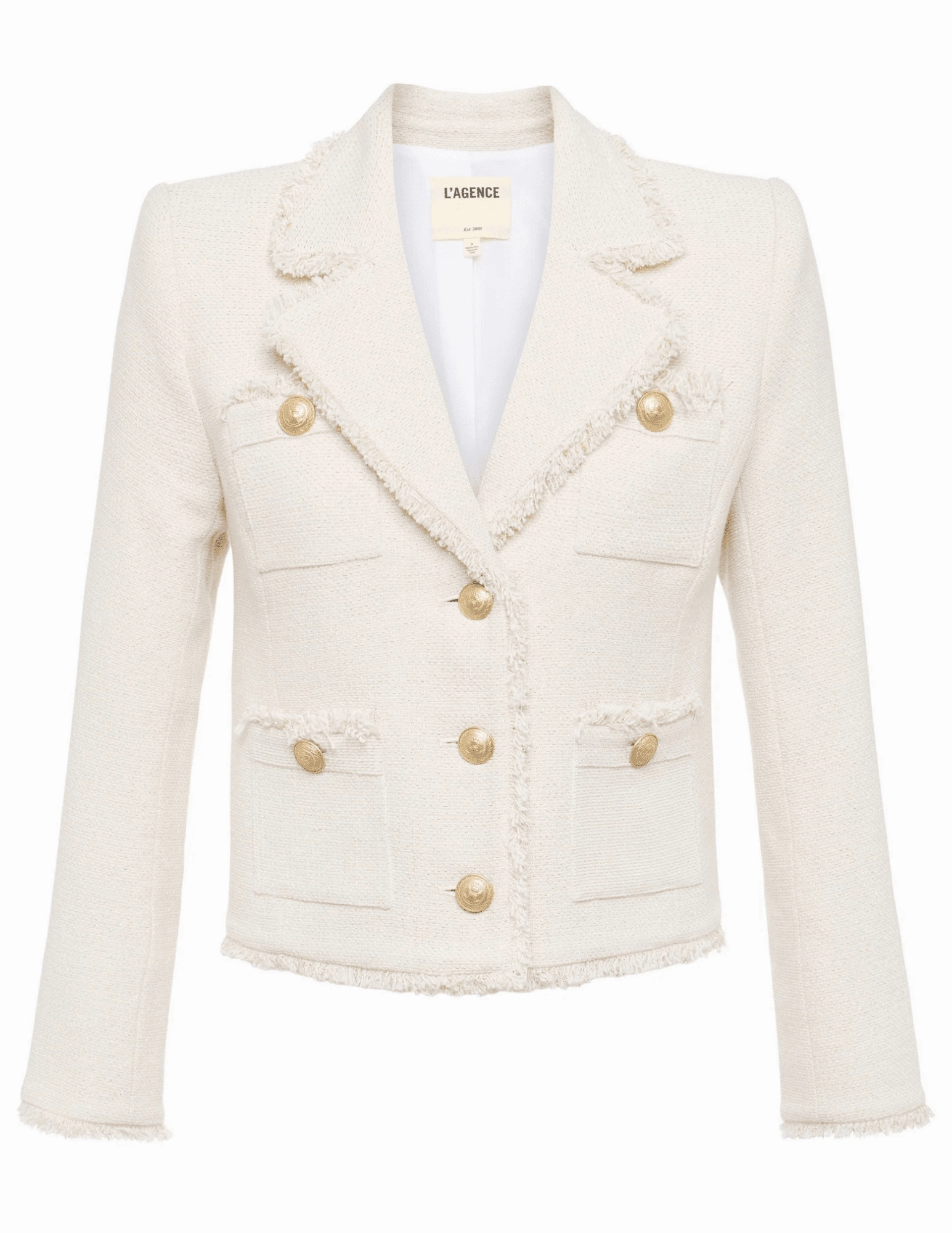 Water Resistant Sporty Comfort Wear L'Agence Sylvia Collared Fringe Hem Jacket