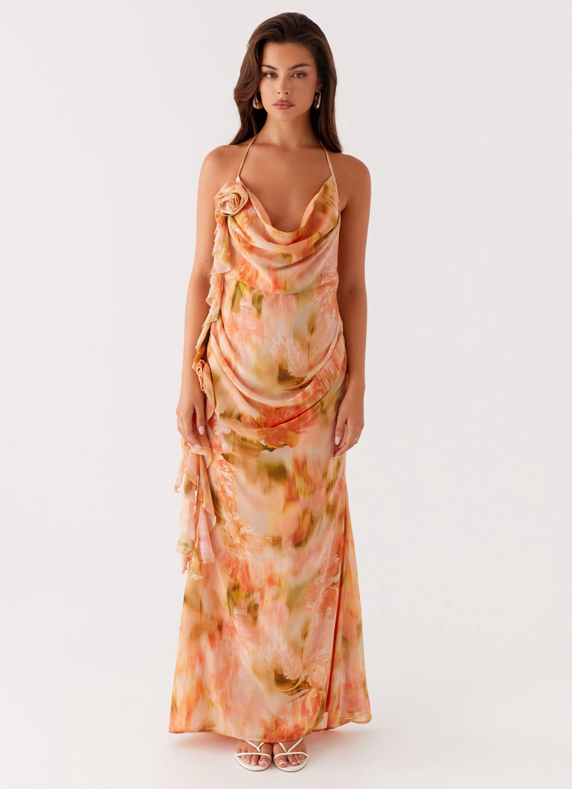 Easy Comfort Clean Edge Diedre Rose Strappy Maxi Dress - Sunset Floral