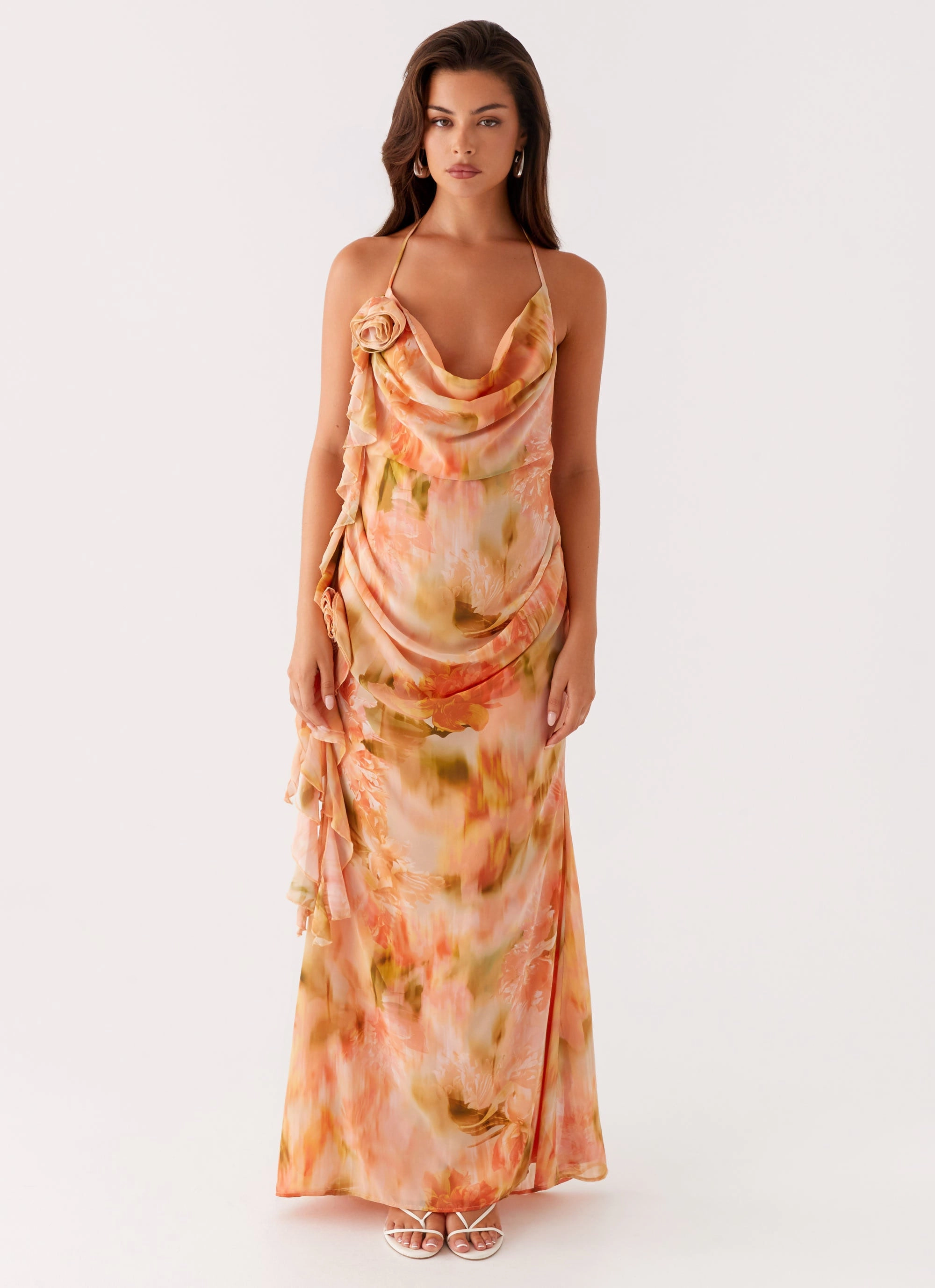Shine Dressy Diedre Rose Strappy Maxi Dress - Sunset Floral