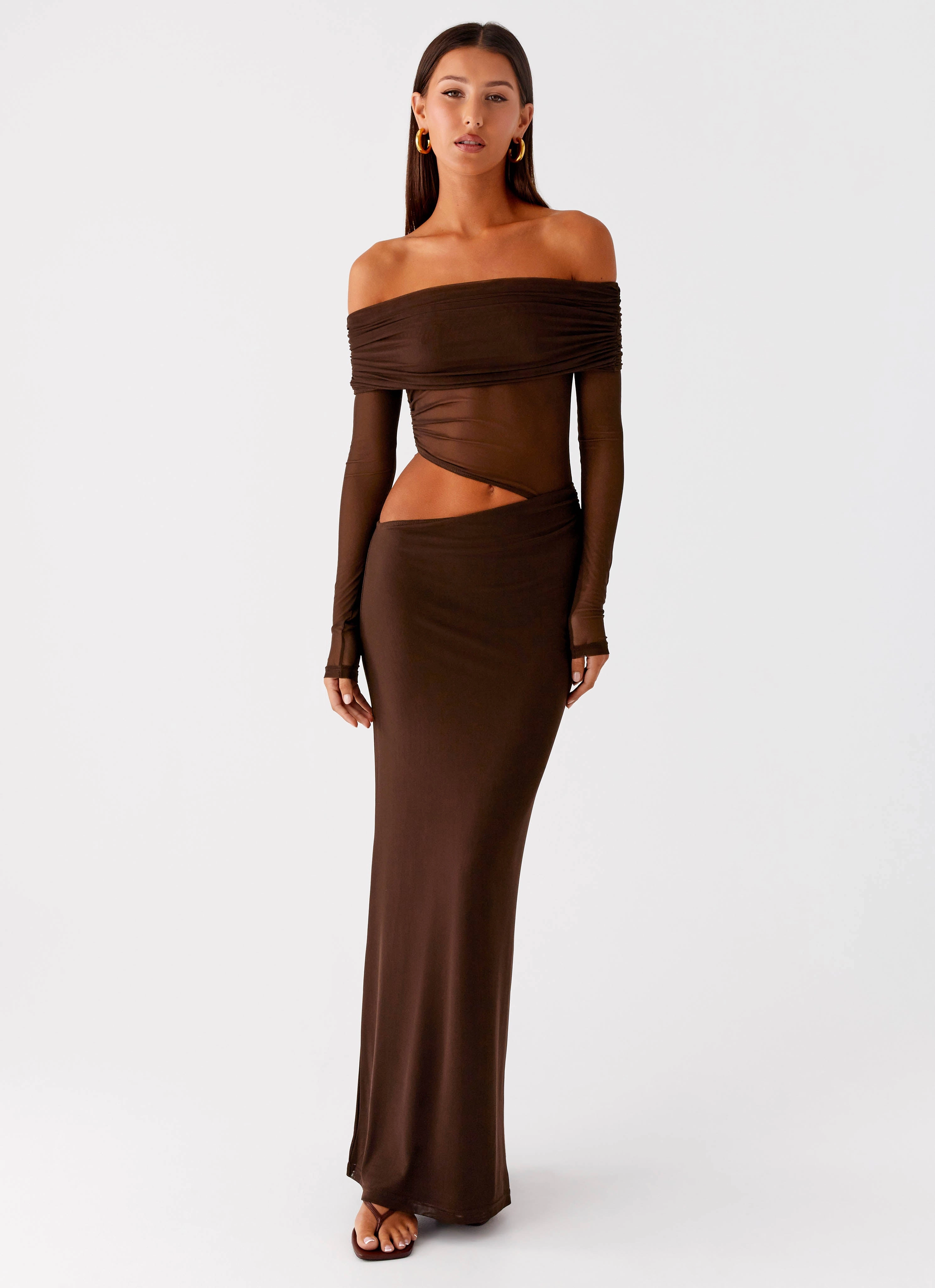Bold Color Smart and Elegant Emery Maxi Dress - Chocolate
