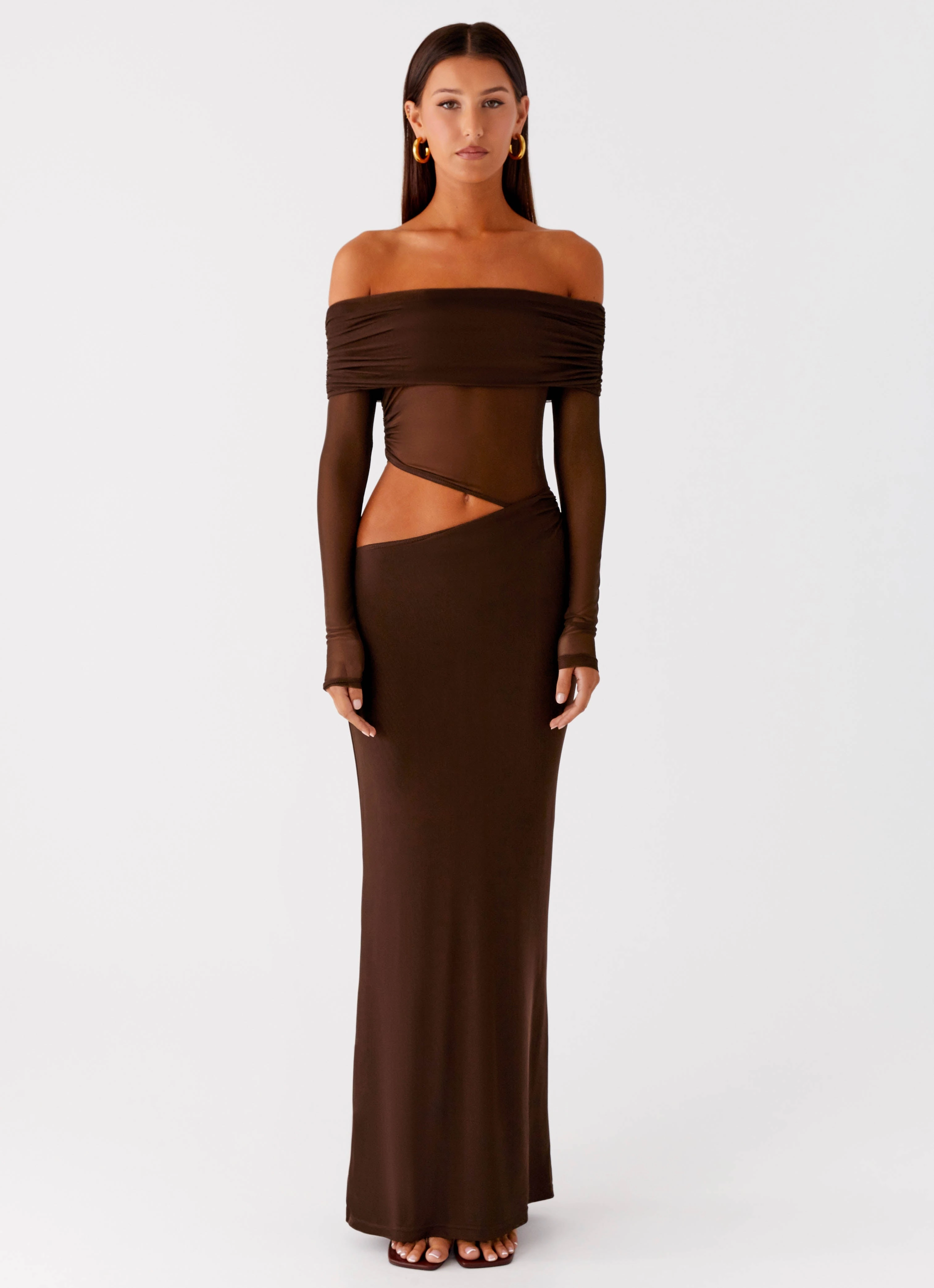 Weekend Chic Belt Waist Emery Maxi Dress - Chocolate
