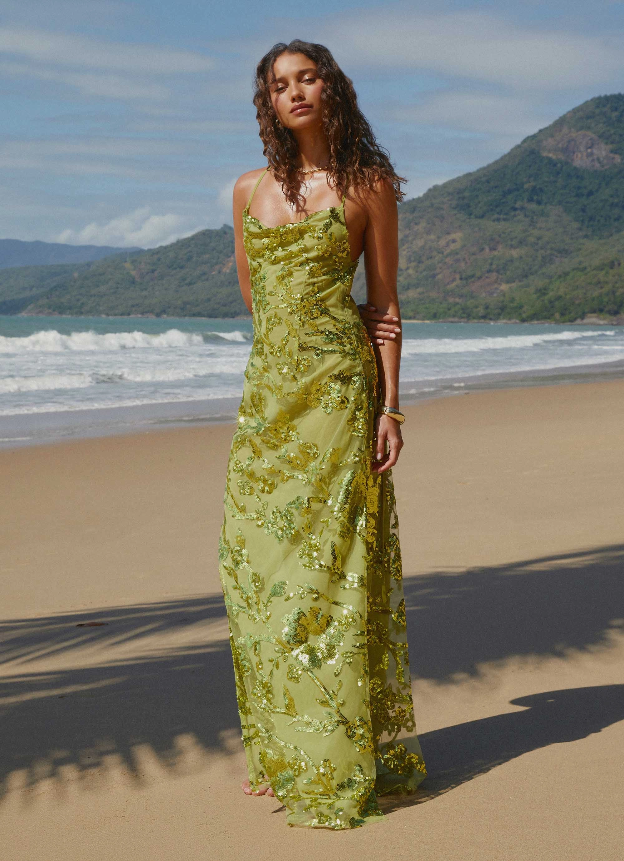 Havana Sequin Maxi Dress - Lime Easy Layers