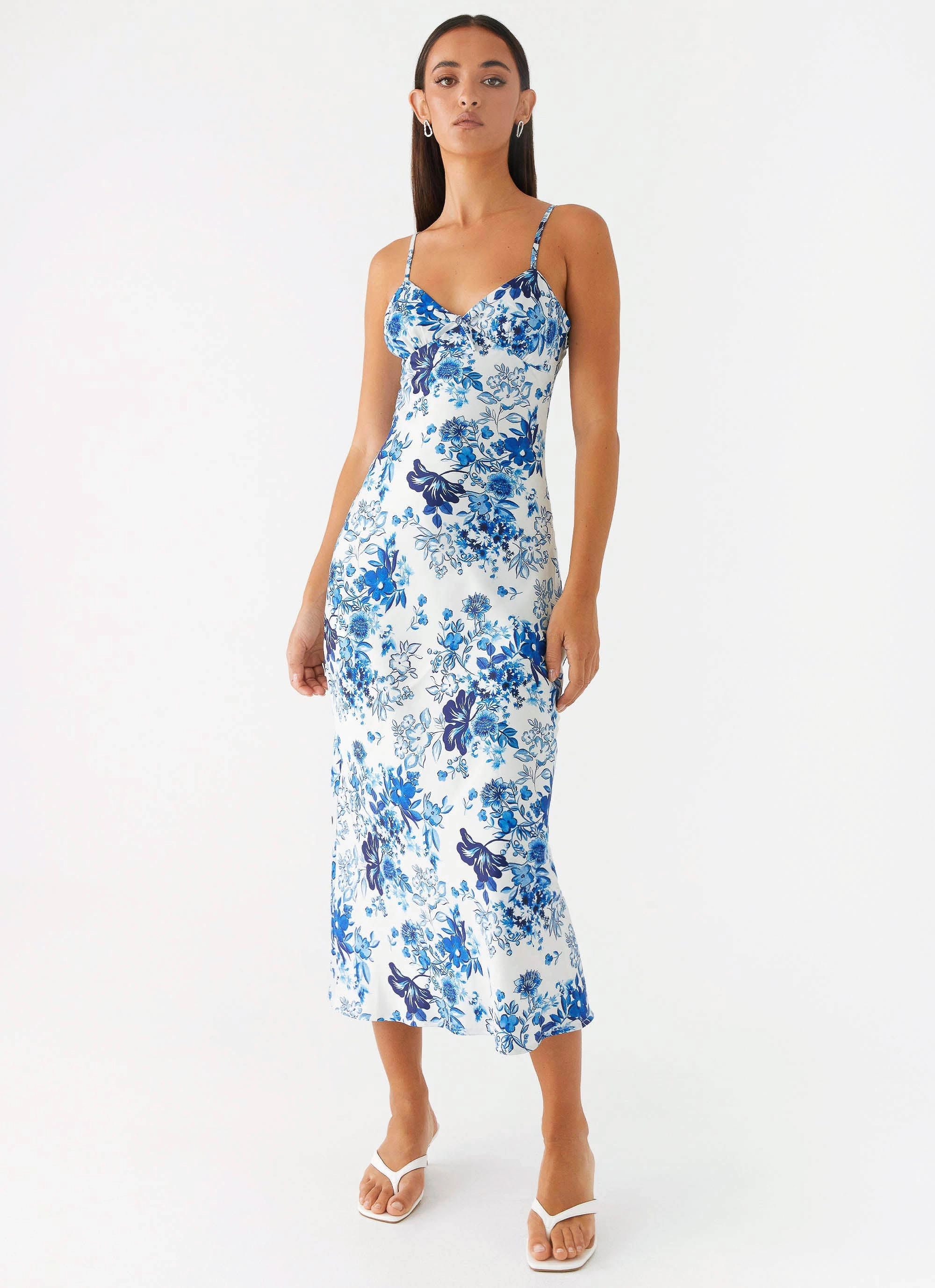 Soft Motion Take Chances Midi Dress - Serene Sky Floral