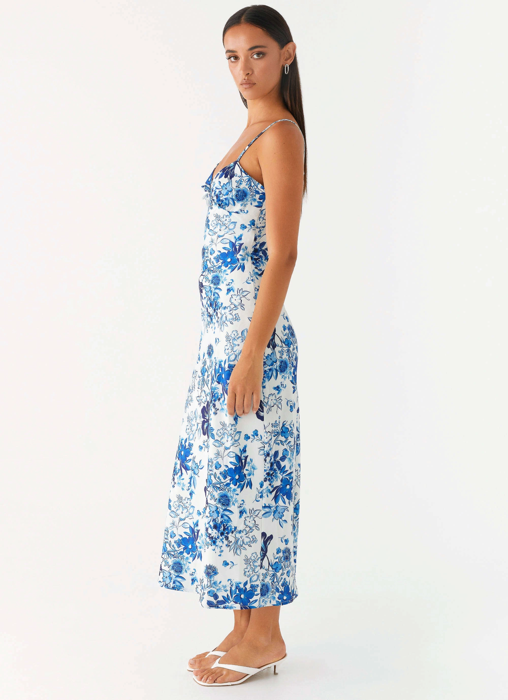 Bloom Zone Take Chances Midi Dress - Serene Sky Floral