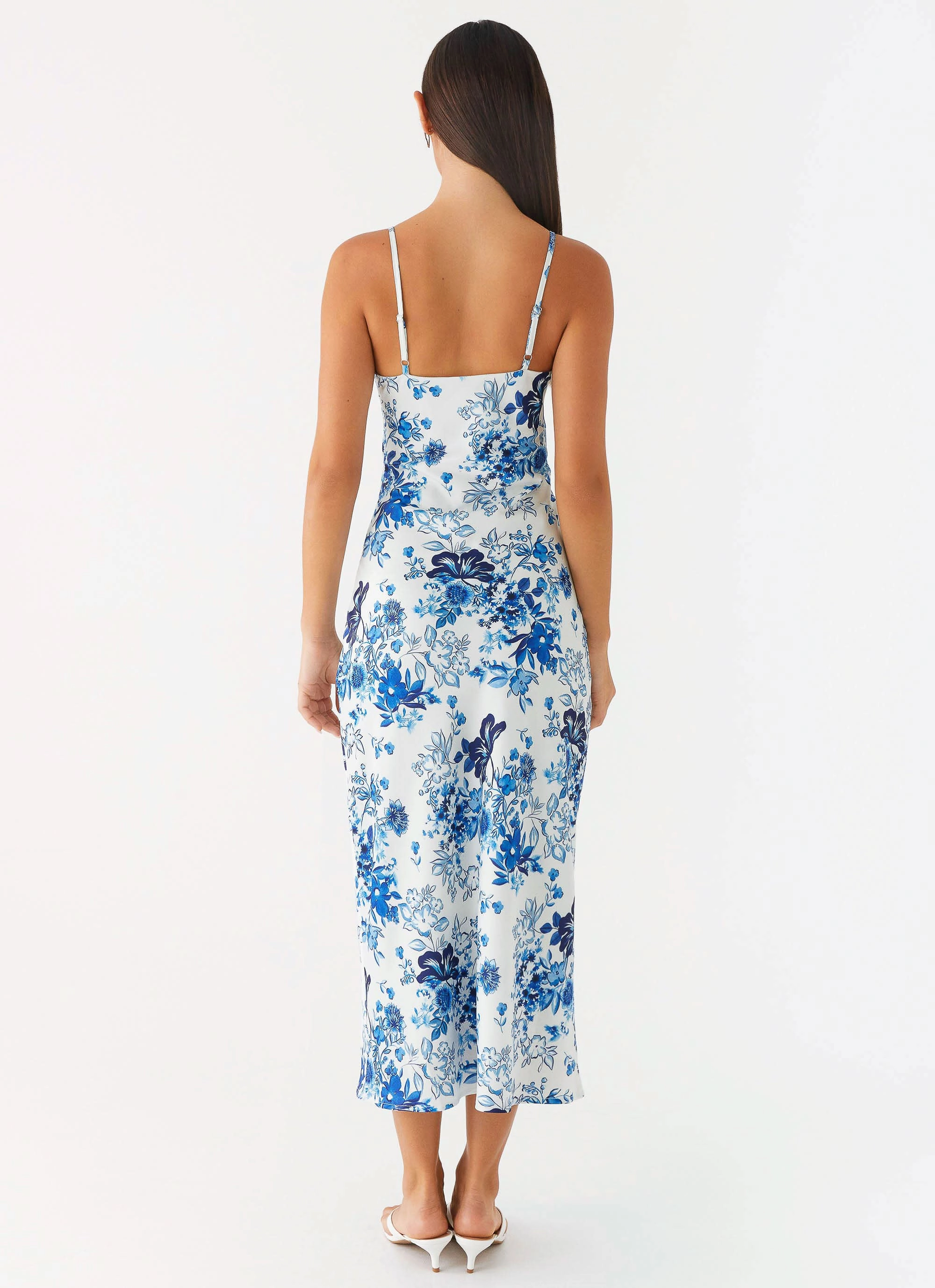 Take Chances Midi Dress - Serene Sky Floral Lightweight Fabric