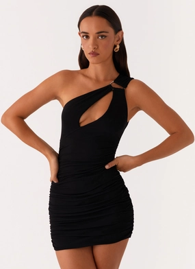 Amanda Mini Dress - Black Elastic-Cuff Modern Look