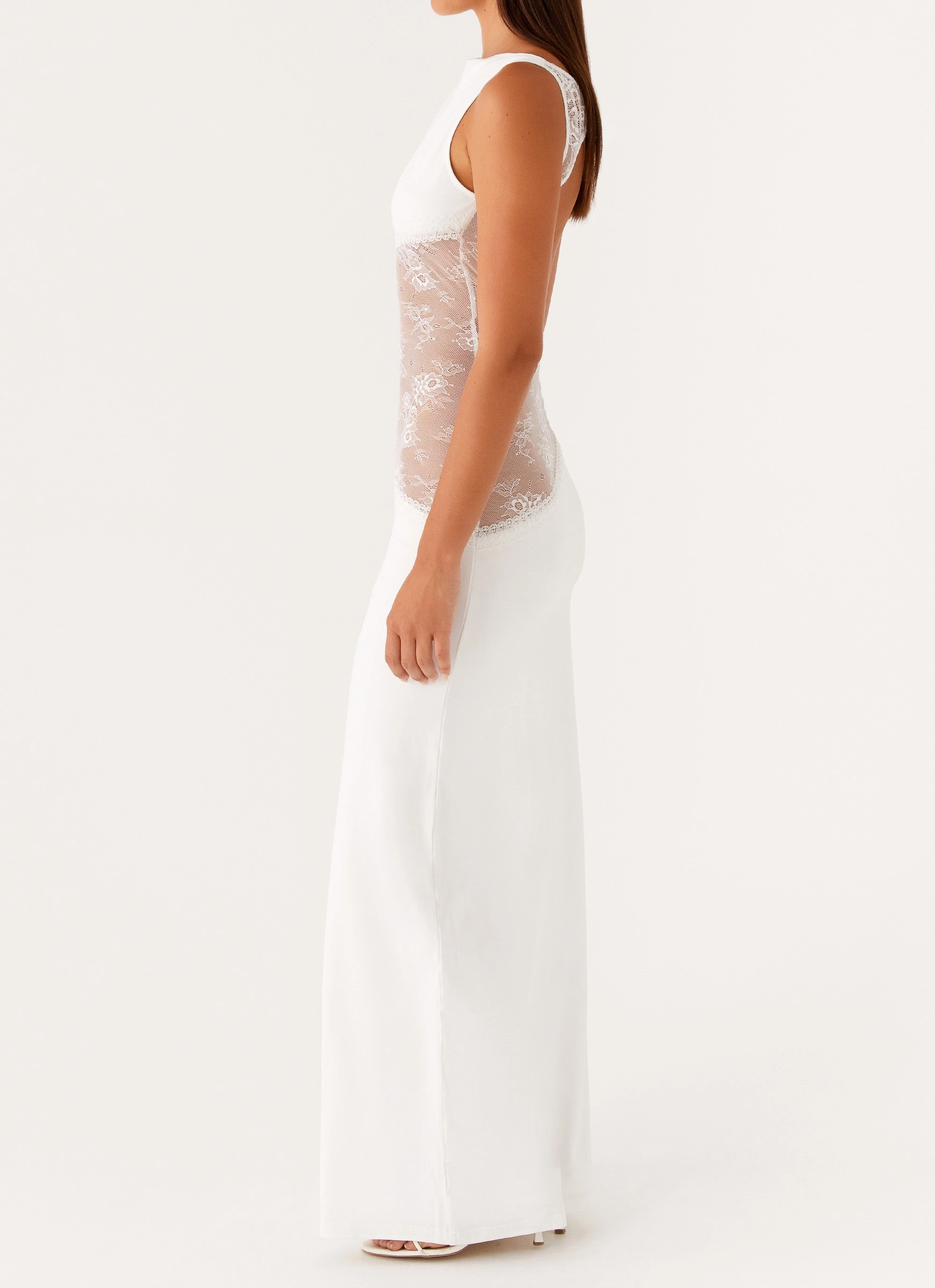Comfortable Layer Tiered Skirt Lucinda Maxi Dress - White