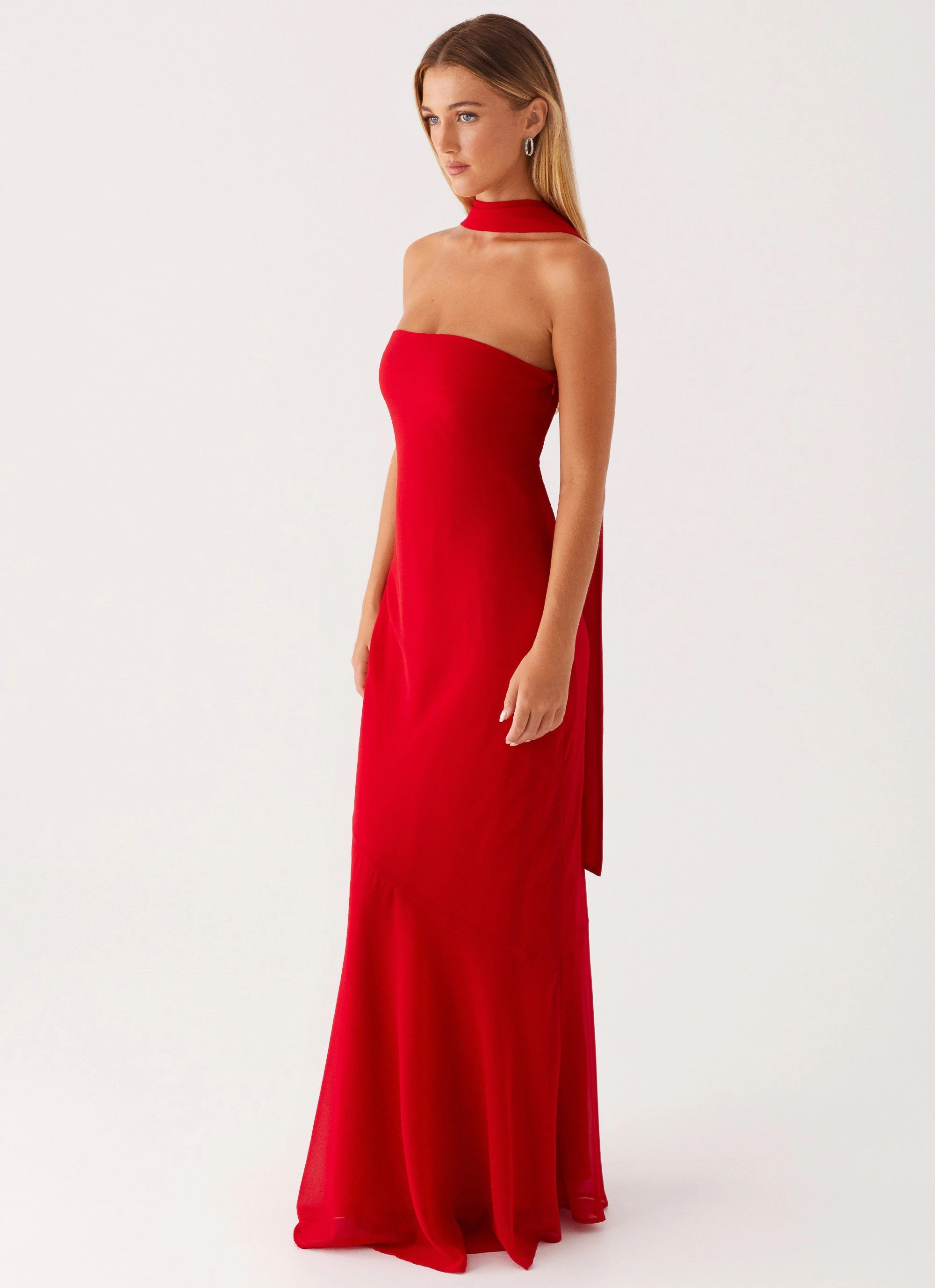 Under The Pagoda Maxi Dress - Red High-waisted evening piece