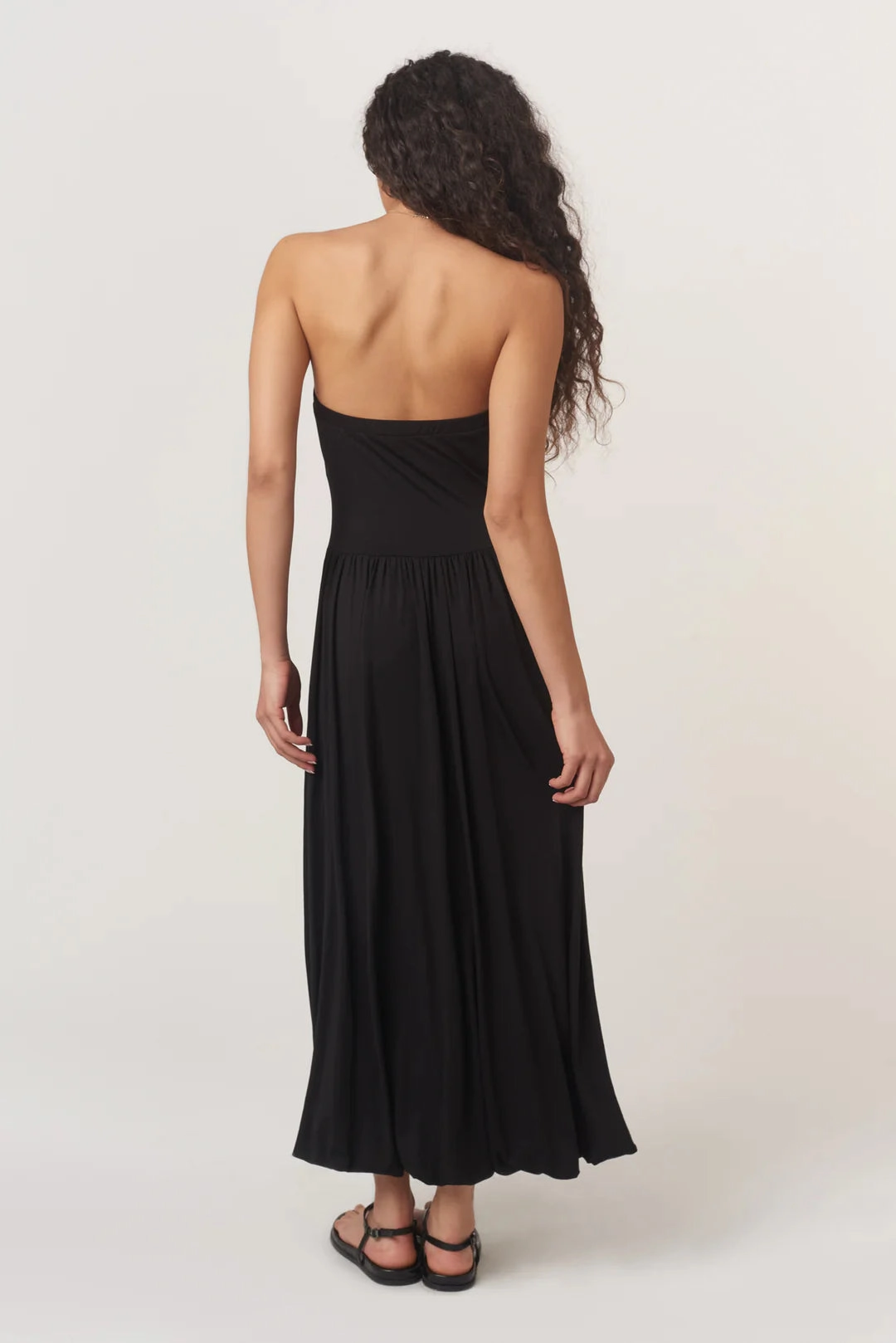 Sophisticated Layers Contrast-Lining All Nighter Bubble Midi Dress - Black