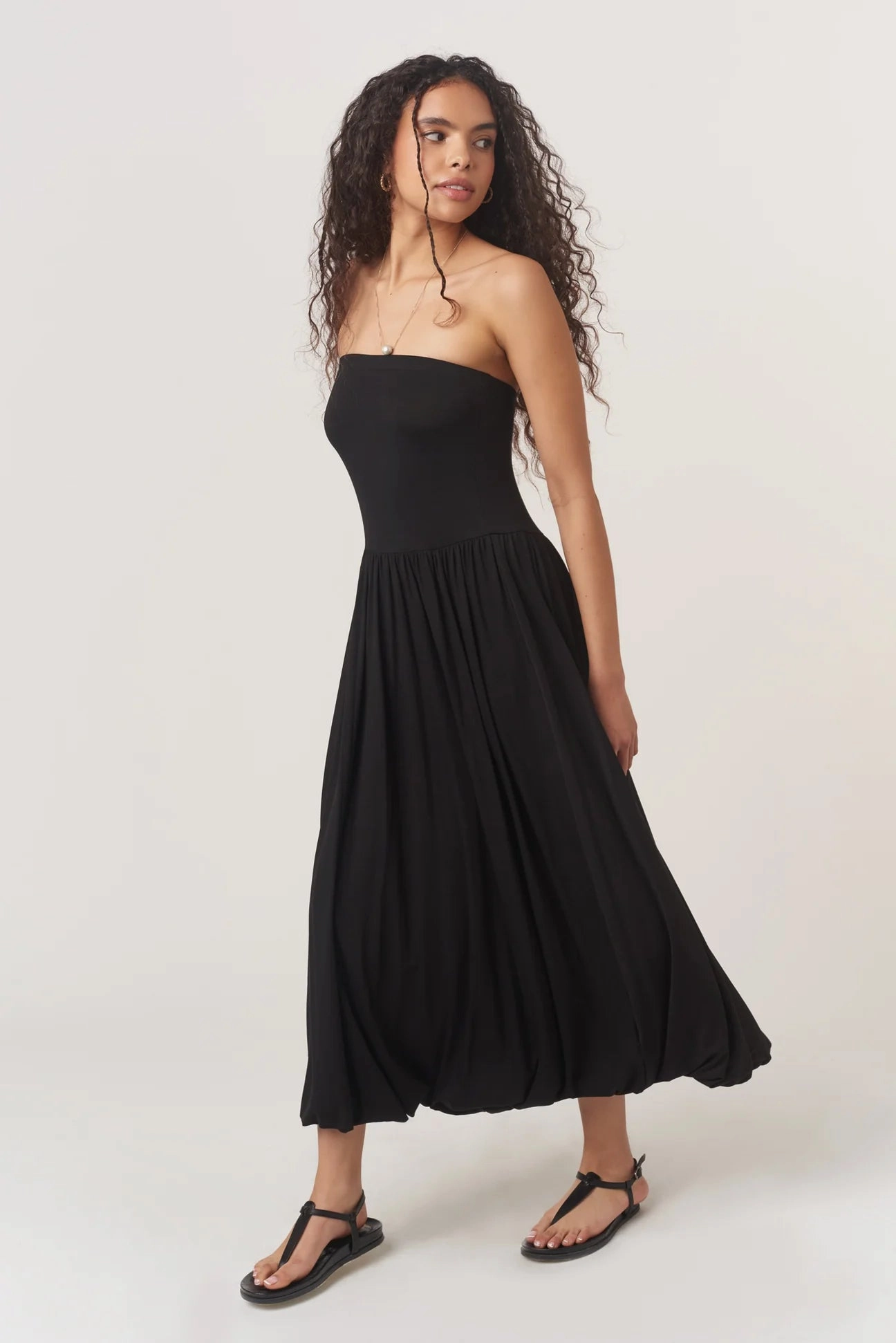 All Nighter Bubble Midi Dress - Black Comfortable Shape Light Shape