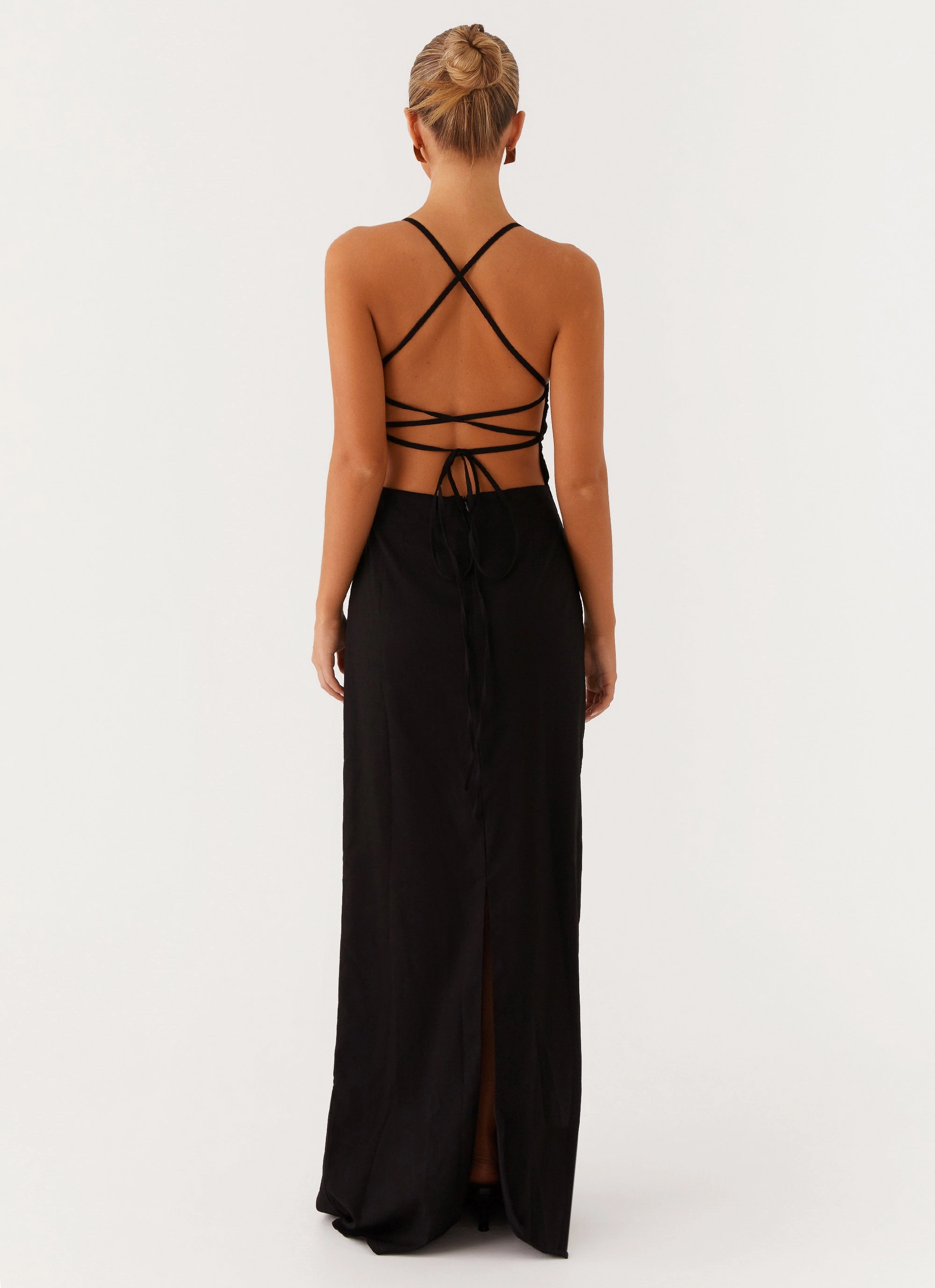 Cora Backless Maxi Dress - Black Evening Classic