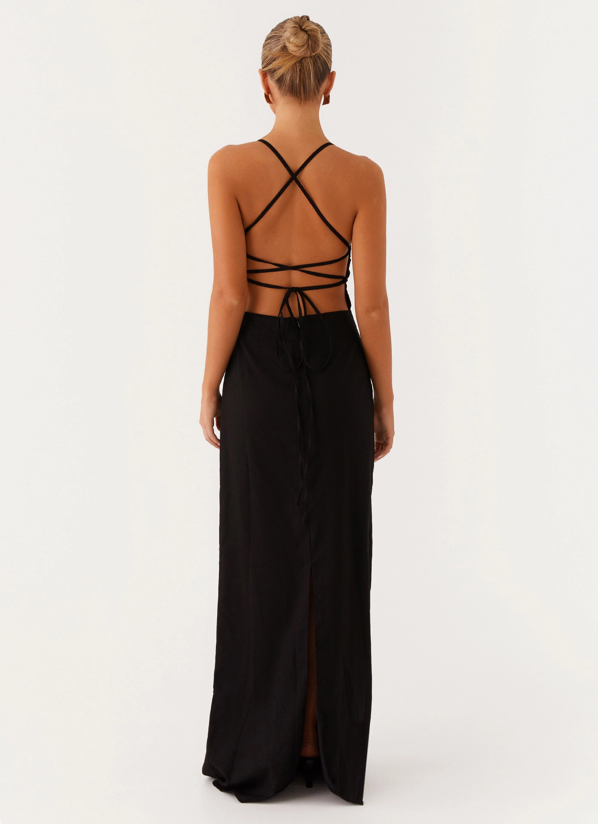 Cora Backless Maxi Dress - Black Airy Fit