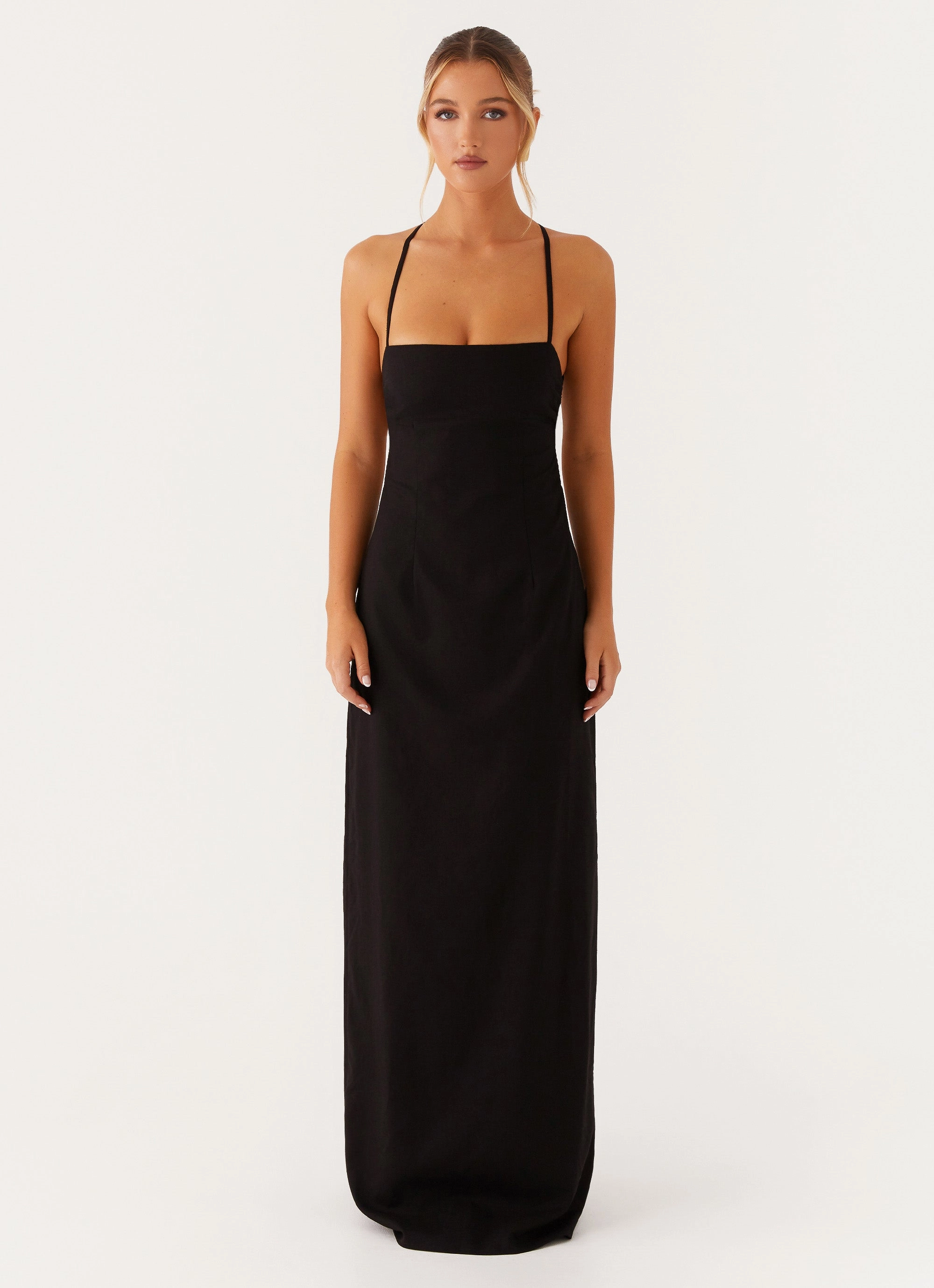 Trend Fit Curve-Enhancing Cora Backless Maxi Dress - Black