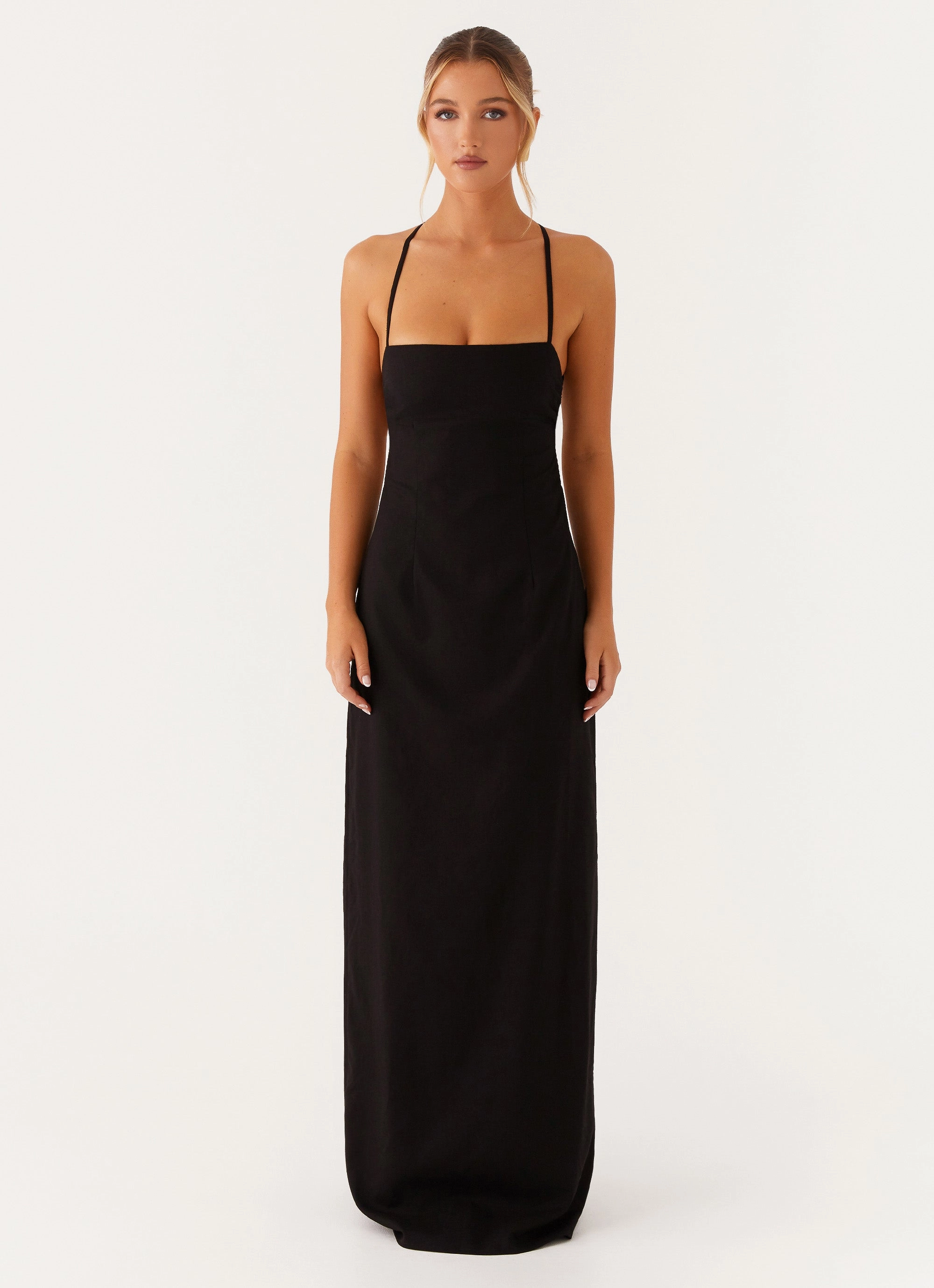 Church Scene Casual Style Wear Cora Backless Maxi Dress - Black