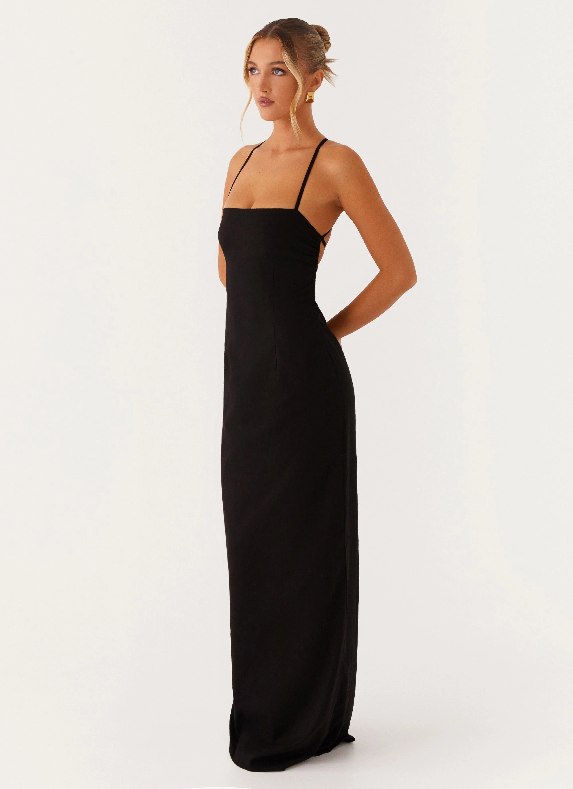 Cora Backless Maxi Dress - Black Happy Glow