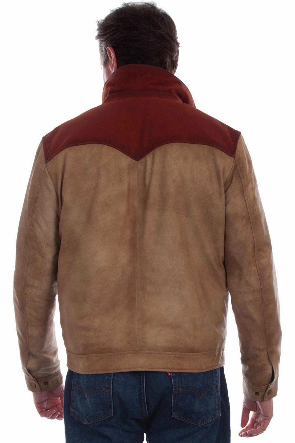 Scully Mens Zip Western Tan Leather Leather Jacket Ergonomic Silhouette