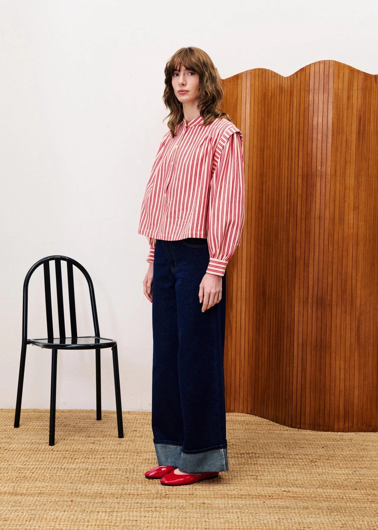 FRNCH Choupette Blouse Distressed Texture Elegant Look