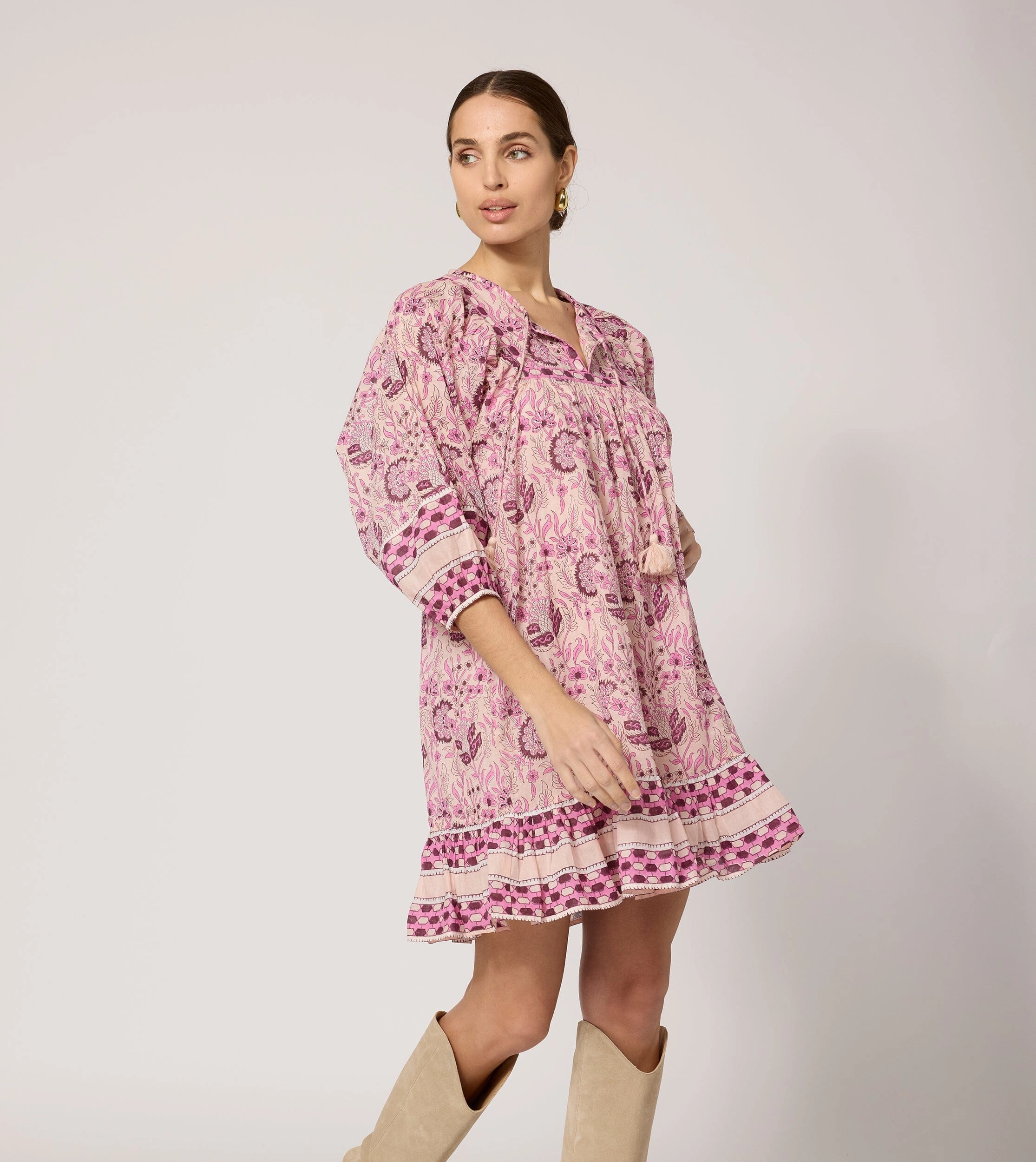 Magdalena Mini Dress | Vintage Rose Statement-Buttons