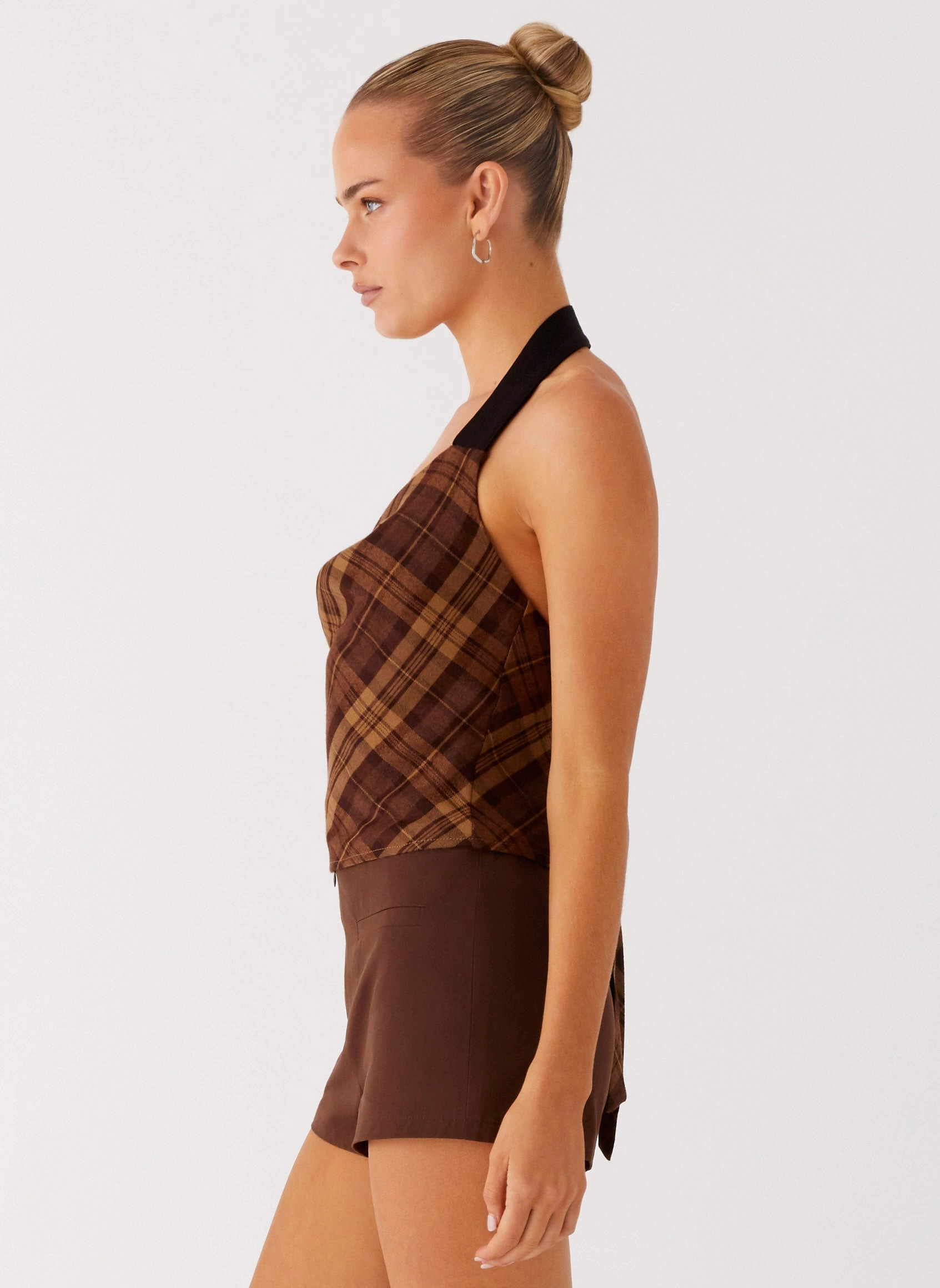 RollUpSleeves Lightweight pullover Stateside Cowl Top - Plaid