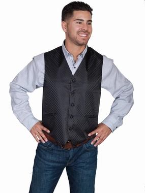 Magnetic Fastenings AntiStaticCoating Scully Mens Black Polyester Diamond Dot Vest