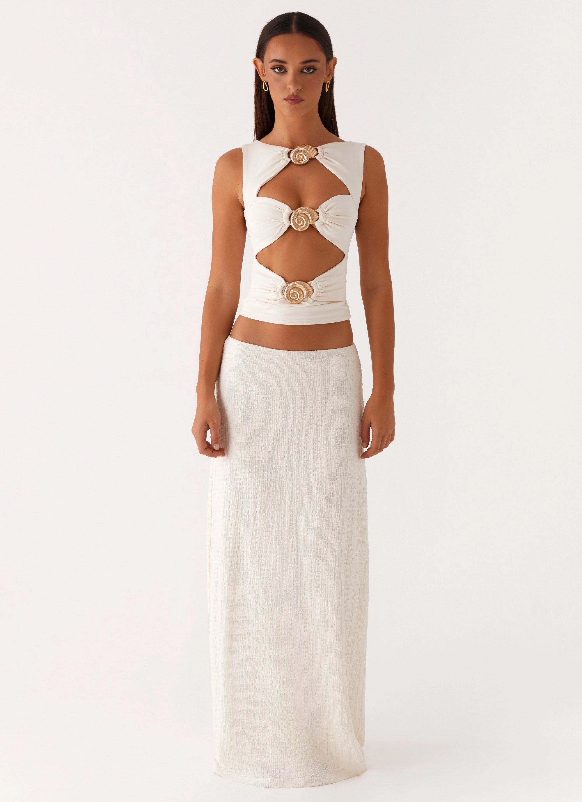 FlexibleNeckline LayeredNeckline Lagoon Cut Out Top - Ivory