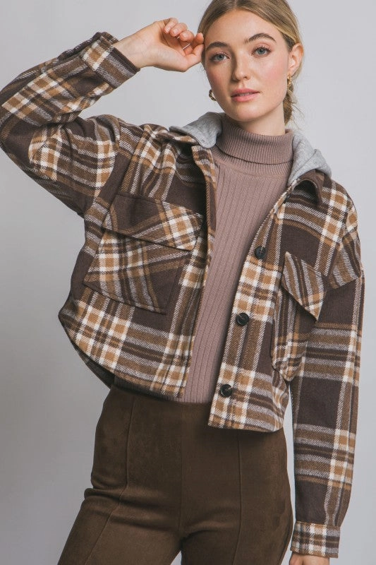 Lucy Plaid Shacket With Detachable Hood Modern Street