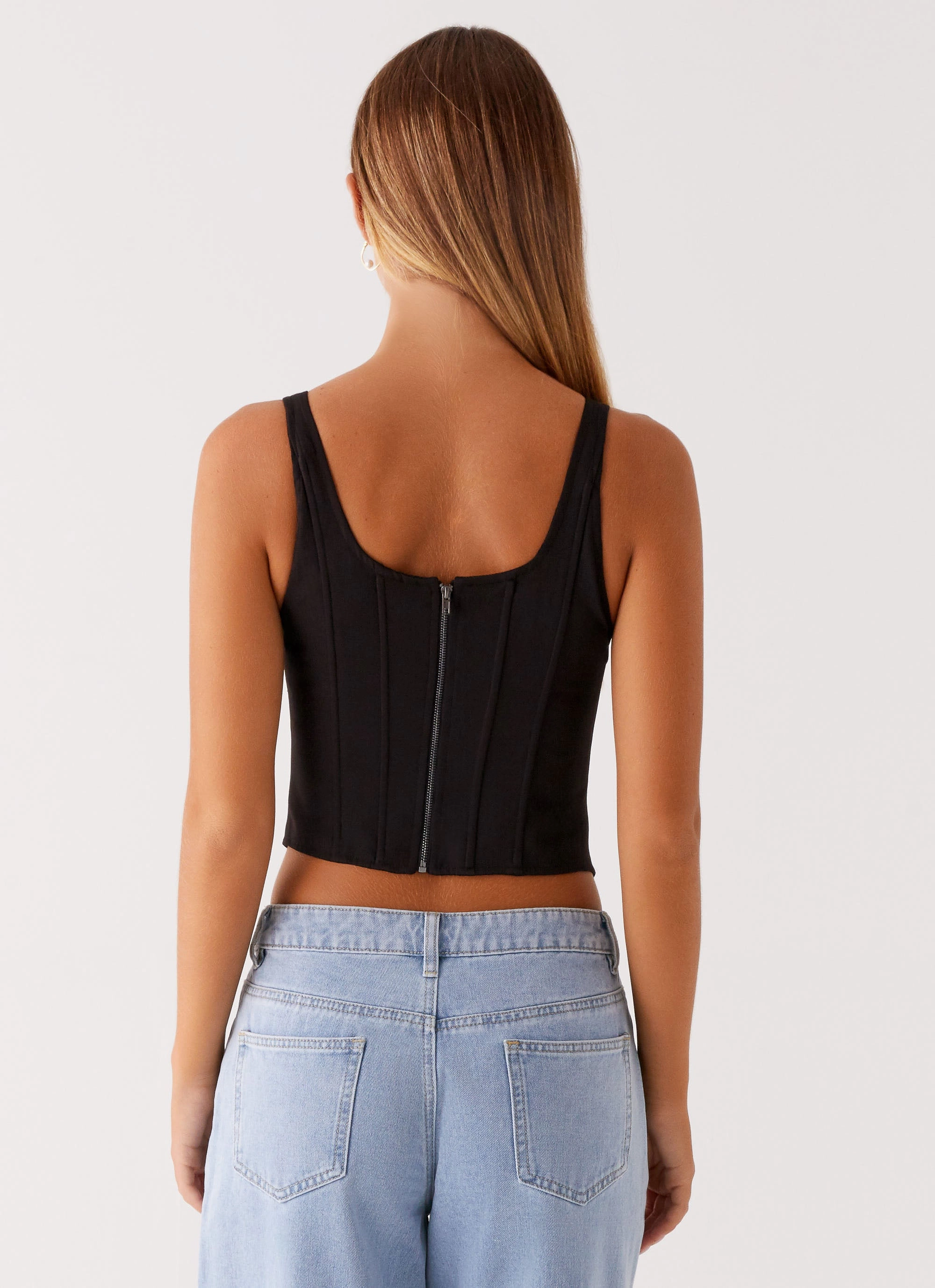 Garment Washed Finish Narelle Corset Top - Black