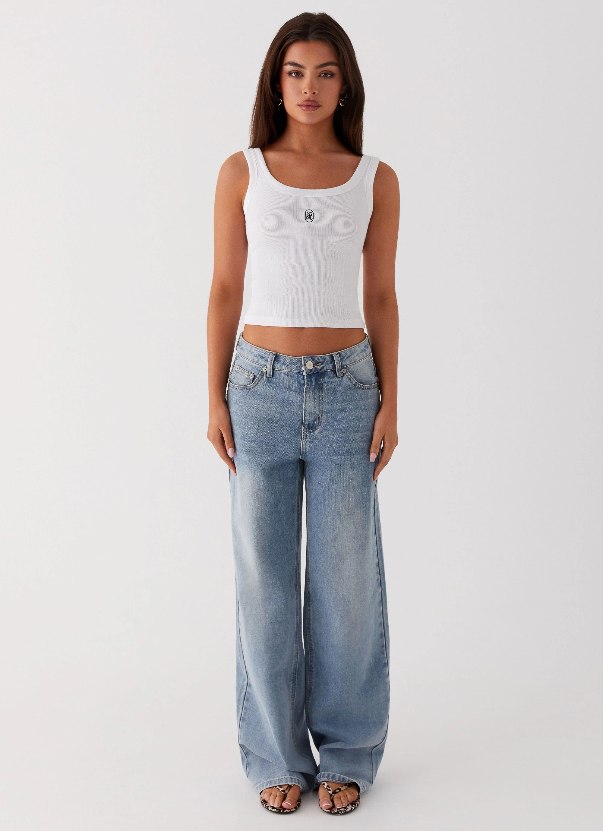 Signature Tank Top - Plain White Sweat Absorbing Lining BoxyCrop