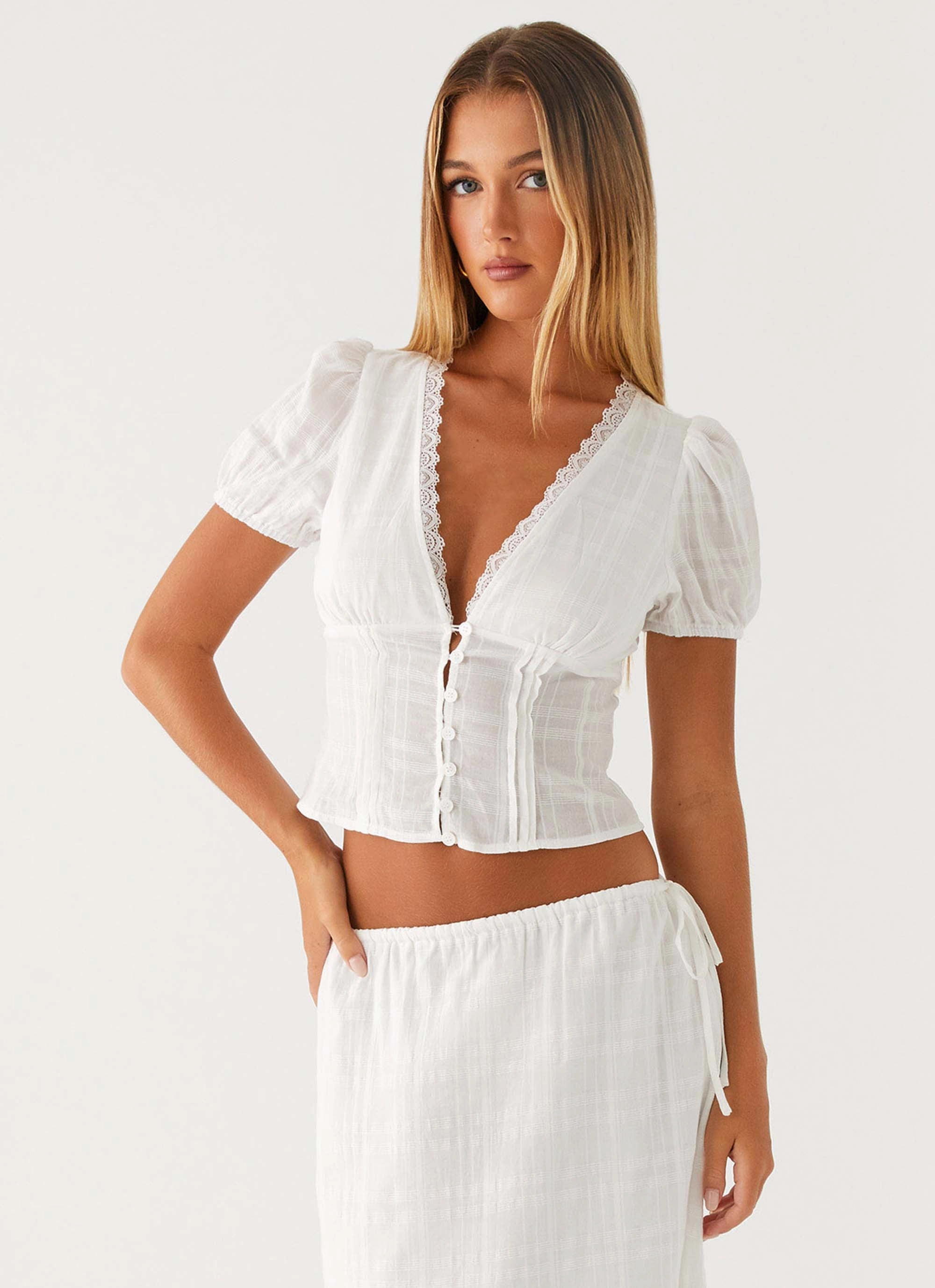 Sweet Lullaby Button Up Shirt - White ZeroWaste Pattern FadeResistant Finish