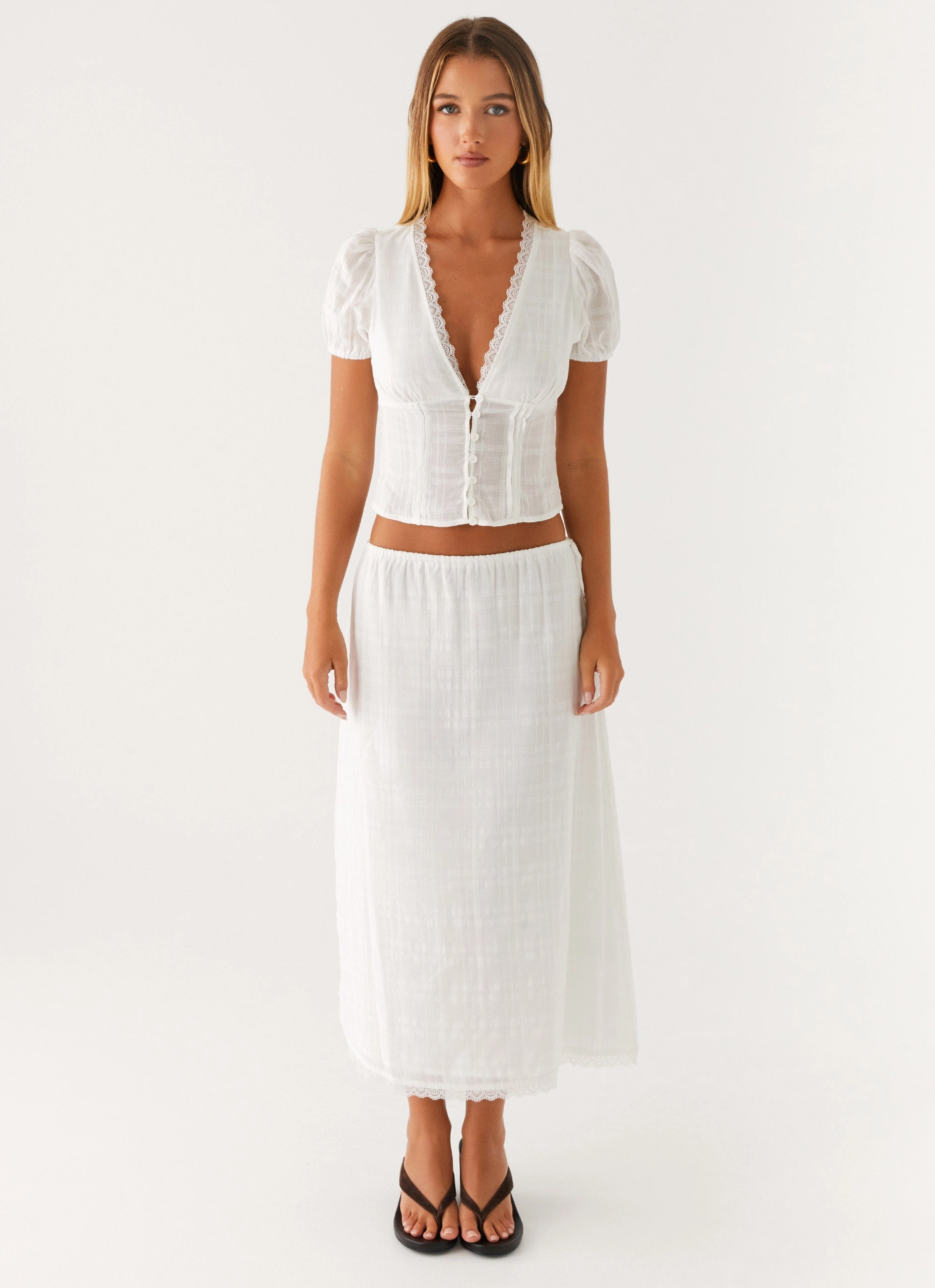 Sweet Lullaby Button Up Shirt - White OdorResistantTreatment