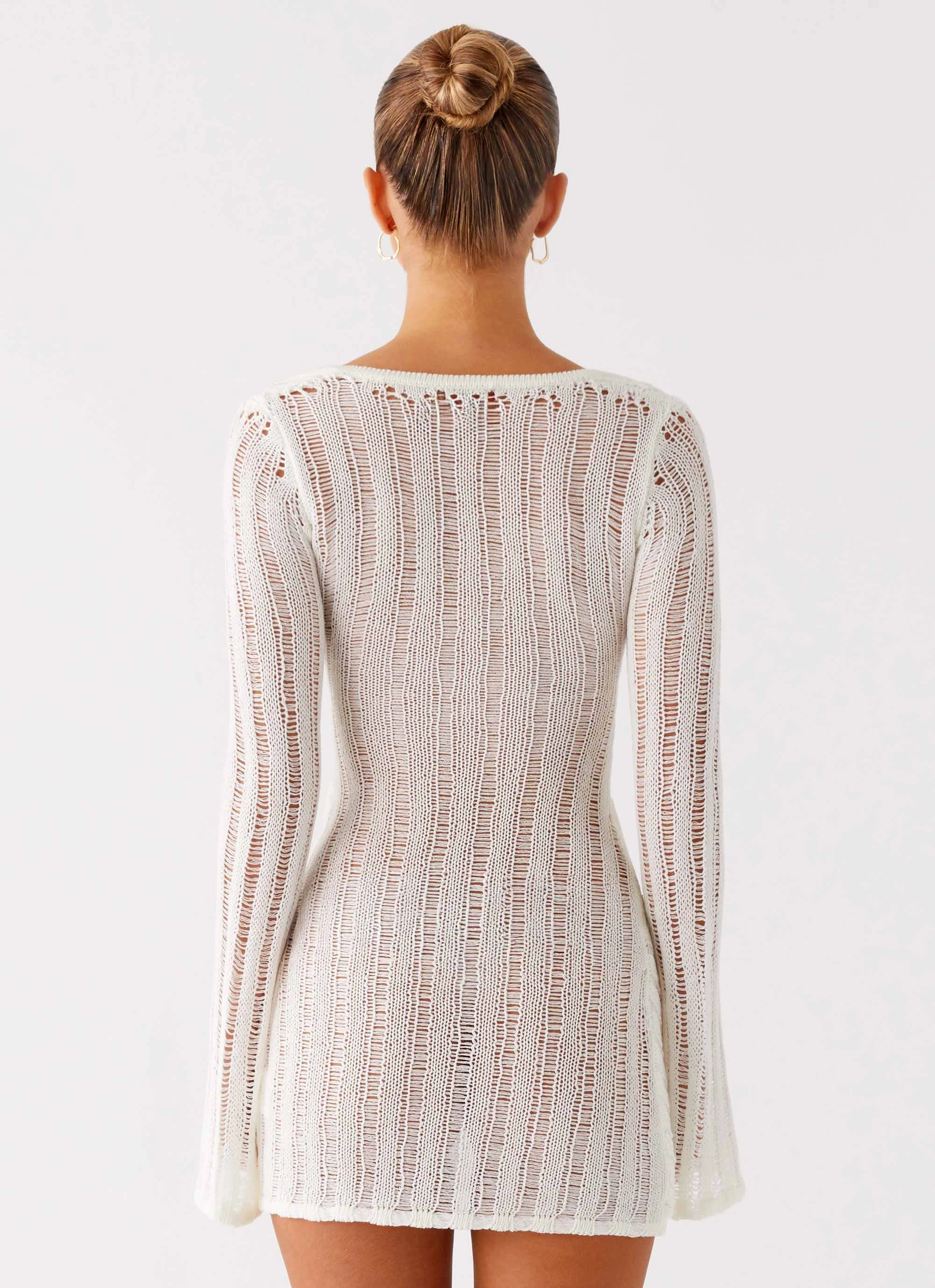 Sorelle Long Sleeve Twist Mini Dress - Ivory Modern Flow