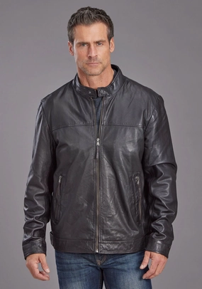 Stetson Mens Smooth Cafe Racer Brown Leather Leather Jacket Essential City Look