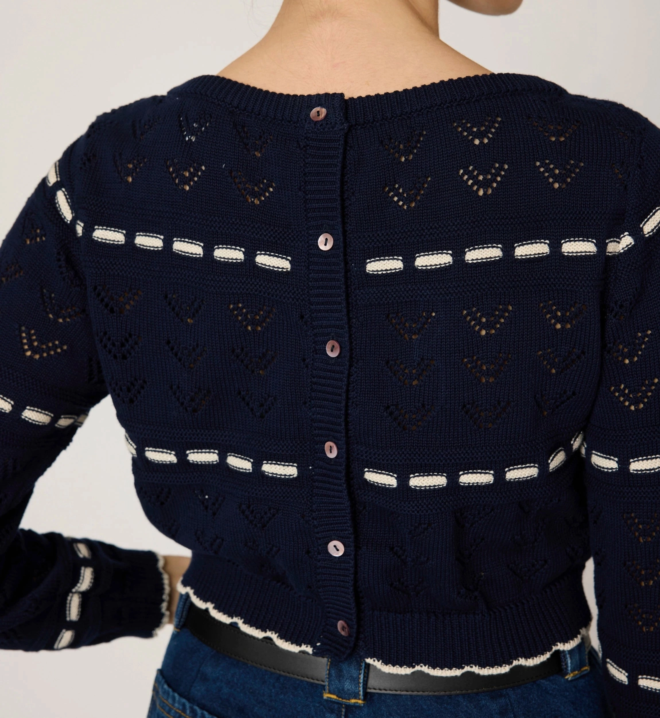 Breathable fabric Estrella Sweater | Dark Blue/Ivory
