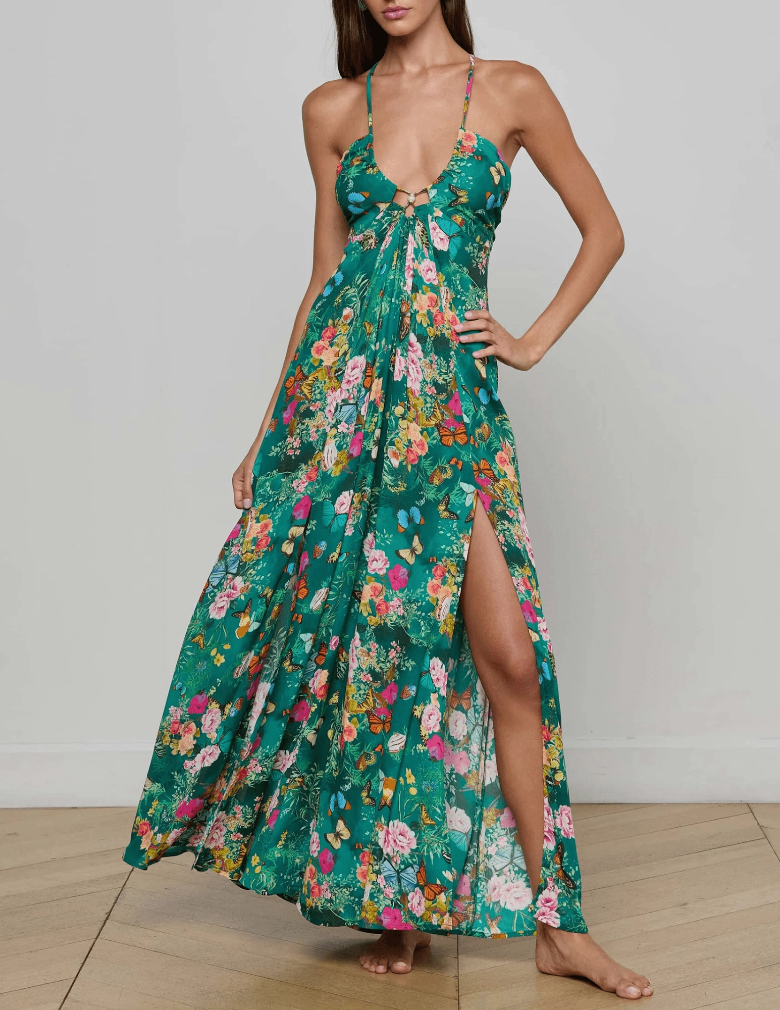 Timeless Comfort Fit AbrasionGuardTape L'AGENCE Geneva Halter Maxi Dress