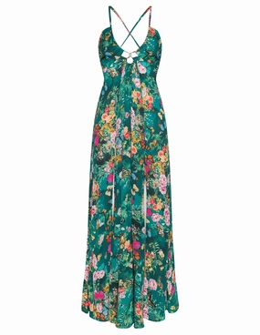L'AGENCE Geneva Halter Maxi Dress StretchMaterial StainResistantCoating