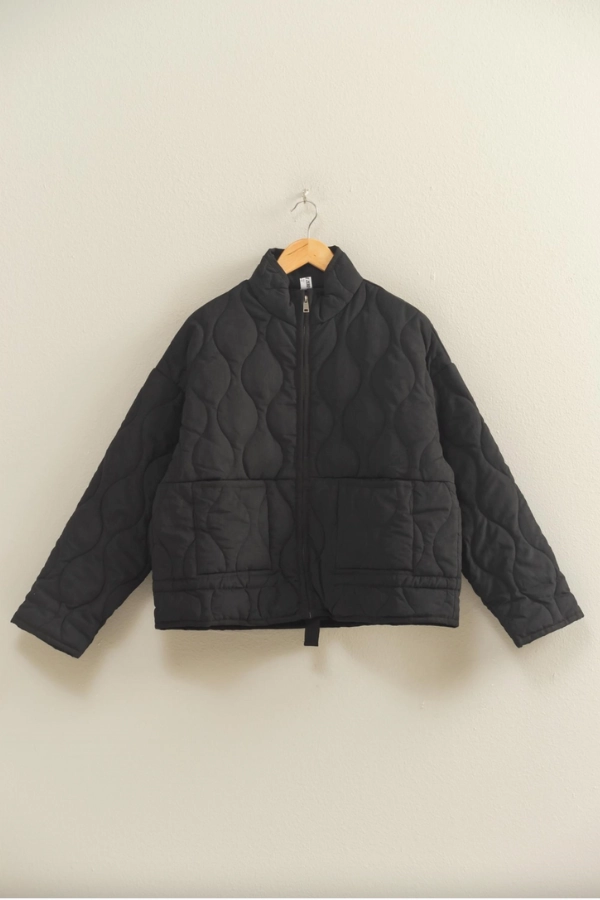 Quilted Jacket - Black ZipClosure