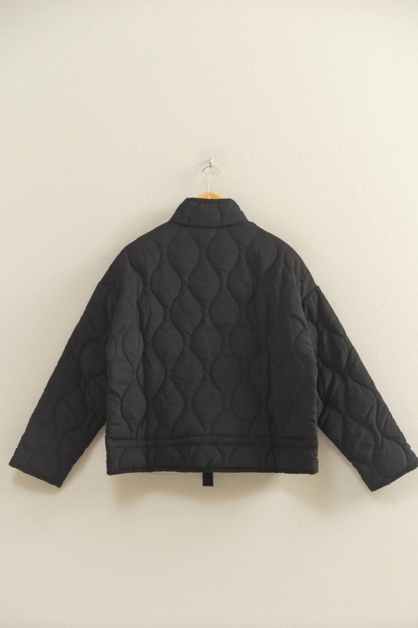 Multipurpose Design TemperatureRegulatingLining Quilted Jacket - Black