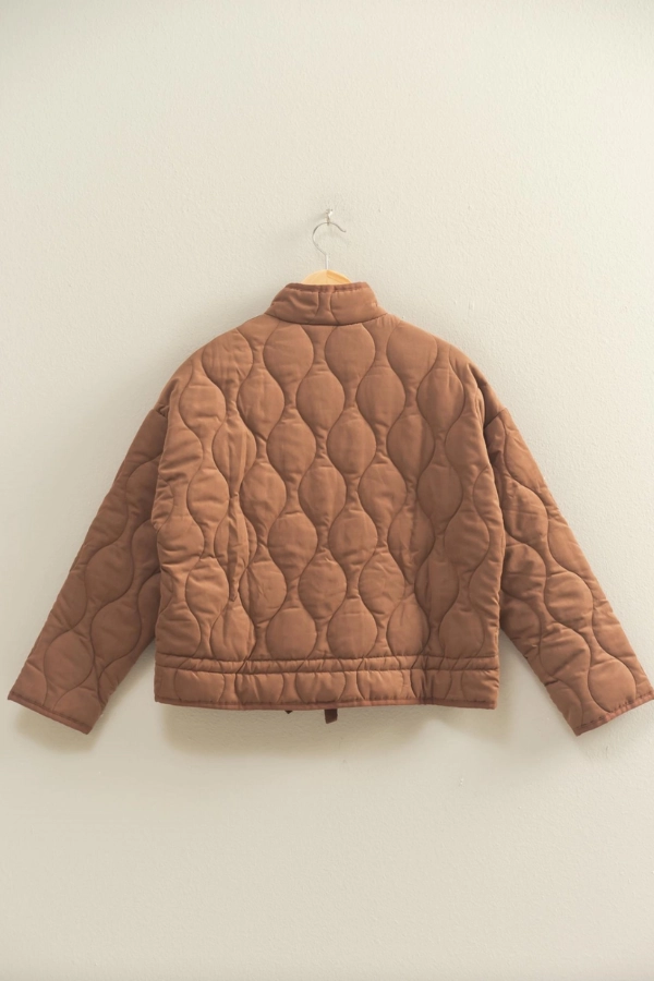 Durable Chainstitch Resilient Fabric Blend Quilted Jacket - Chestnut